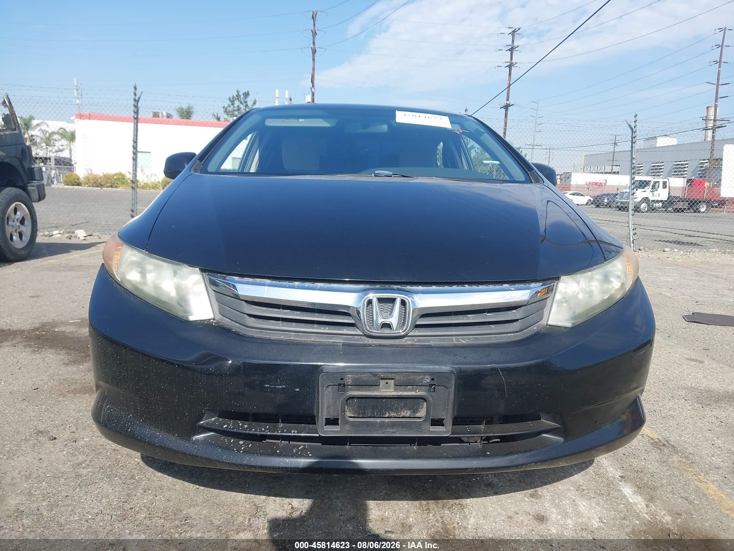 2012 Honda Civic Lx Black vin: 19XFB2F59CE367283