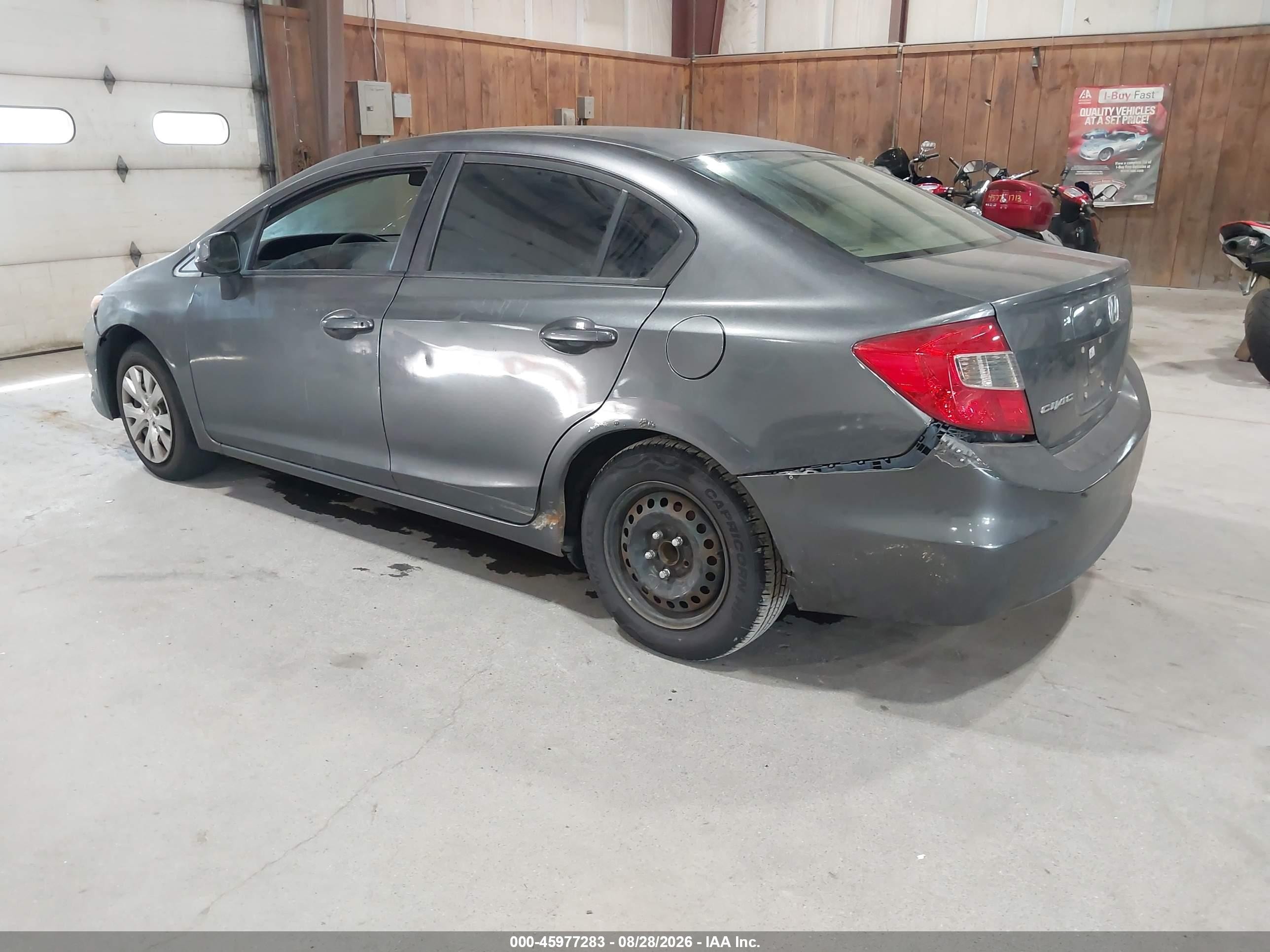 2012 Honda Civic Lx Gray vin: 19XFB2F59CE368482