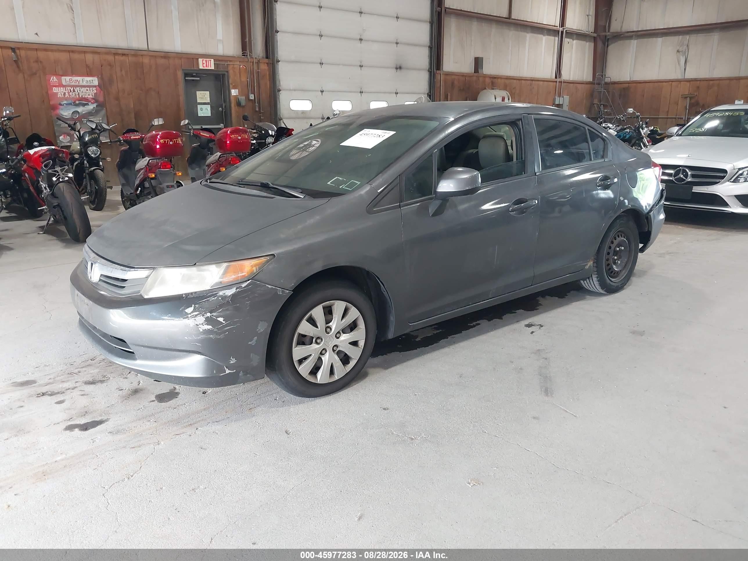 2012 Honda Civic Lx Gray vin: 19XFB2F59CE368482
