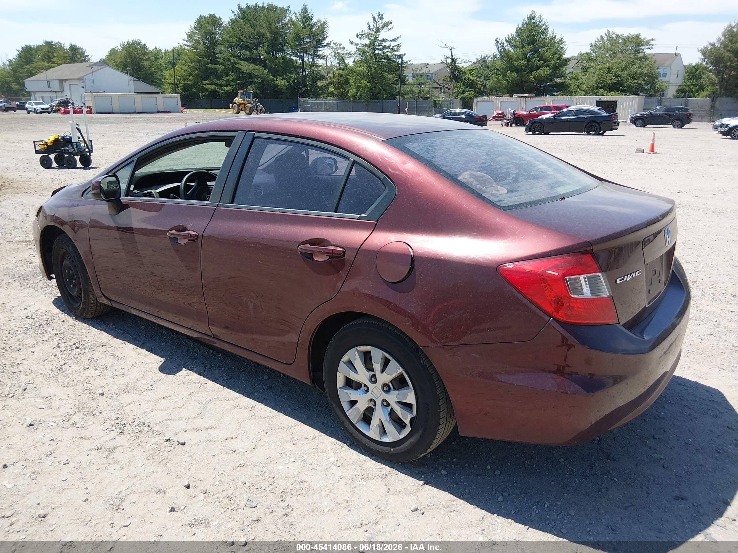 2012 Honda Civic Lx Burgundy vin: 19XFB2F59CE377277