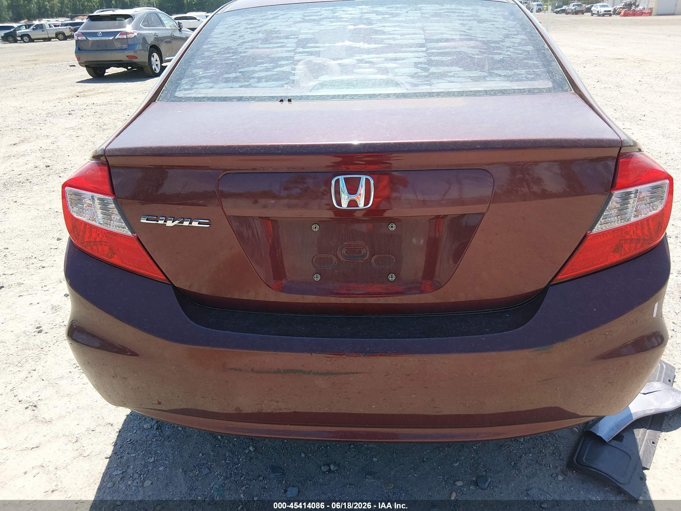 2012 Honda Civic Lx Burgundy vin: 19XFB2F59CE377277