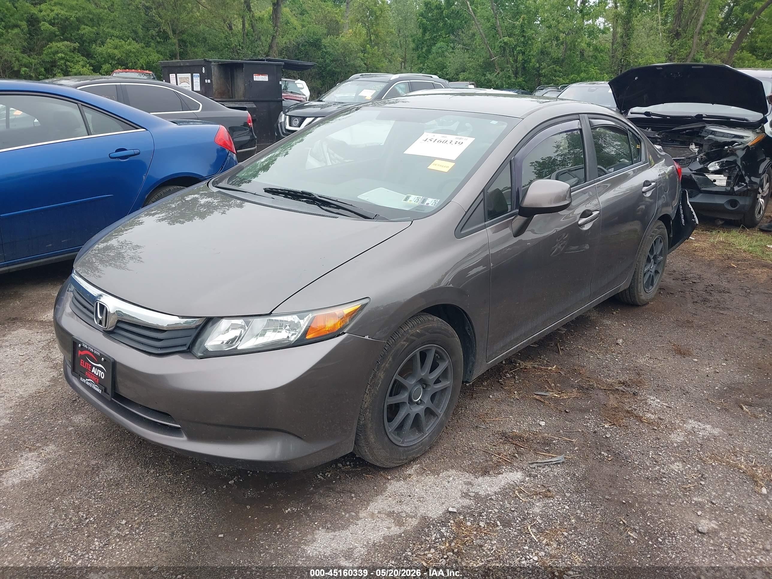 2012 Honda Civic Lx Gray vin: 19XFB2F59CE383421