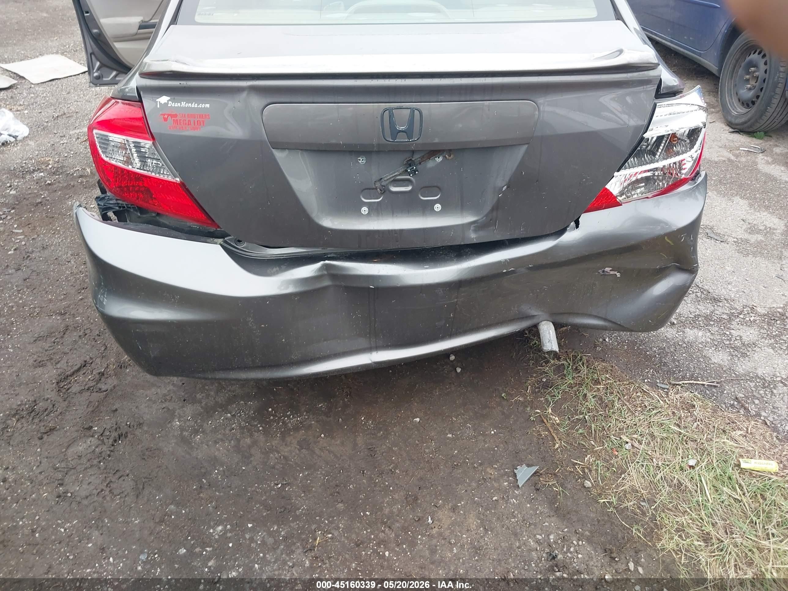 2012 Honda Civic Lx Gray vin: 19XFB2F59CE383421