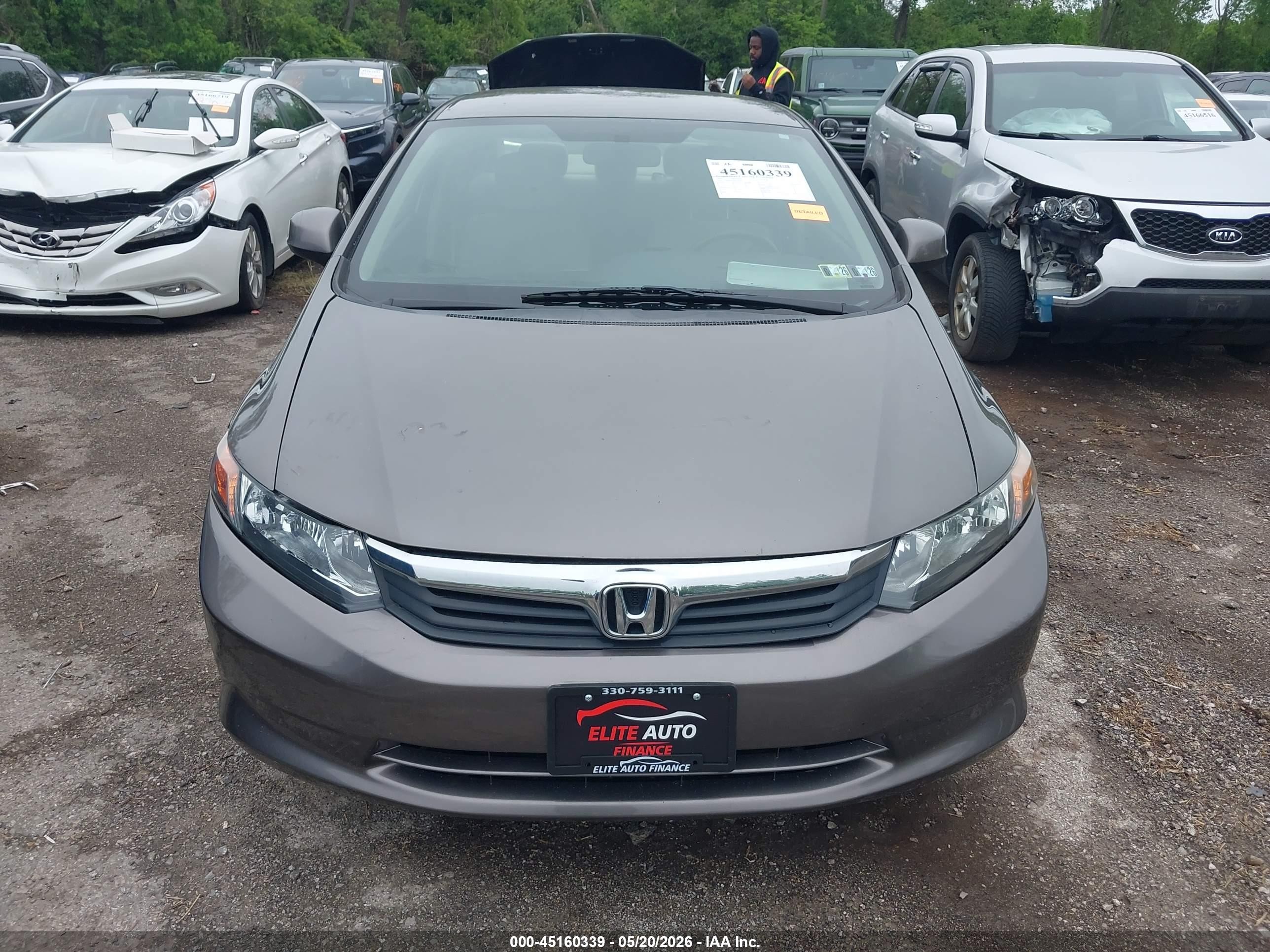 2012 Honda Civic Lx Gray vin: 19XFB2F59CE383421