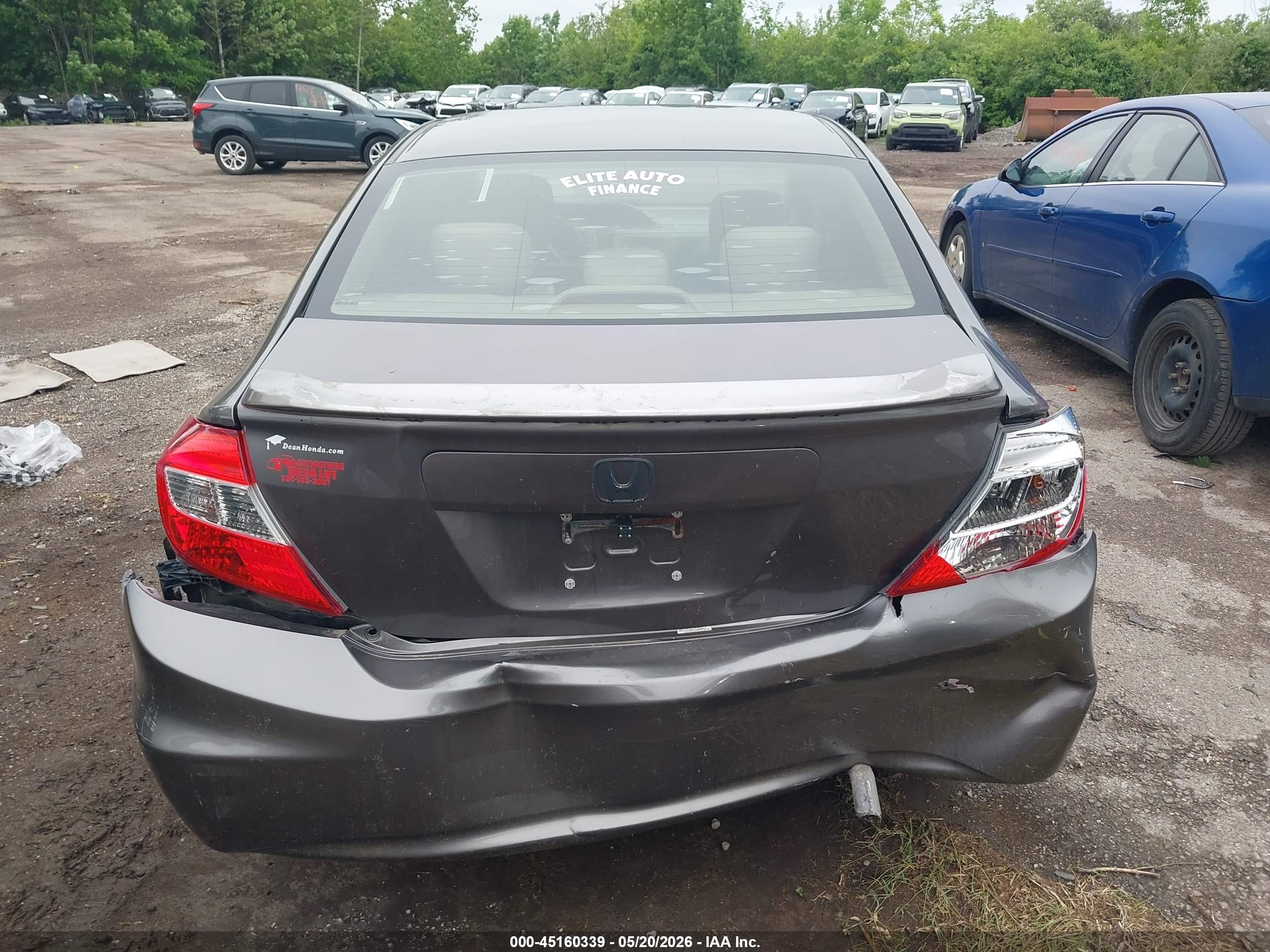 2012 Honda Civic Lx Gray vin: 19XFB2F59CE383421