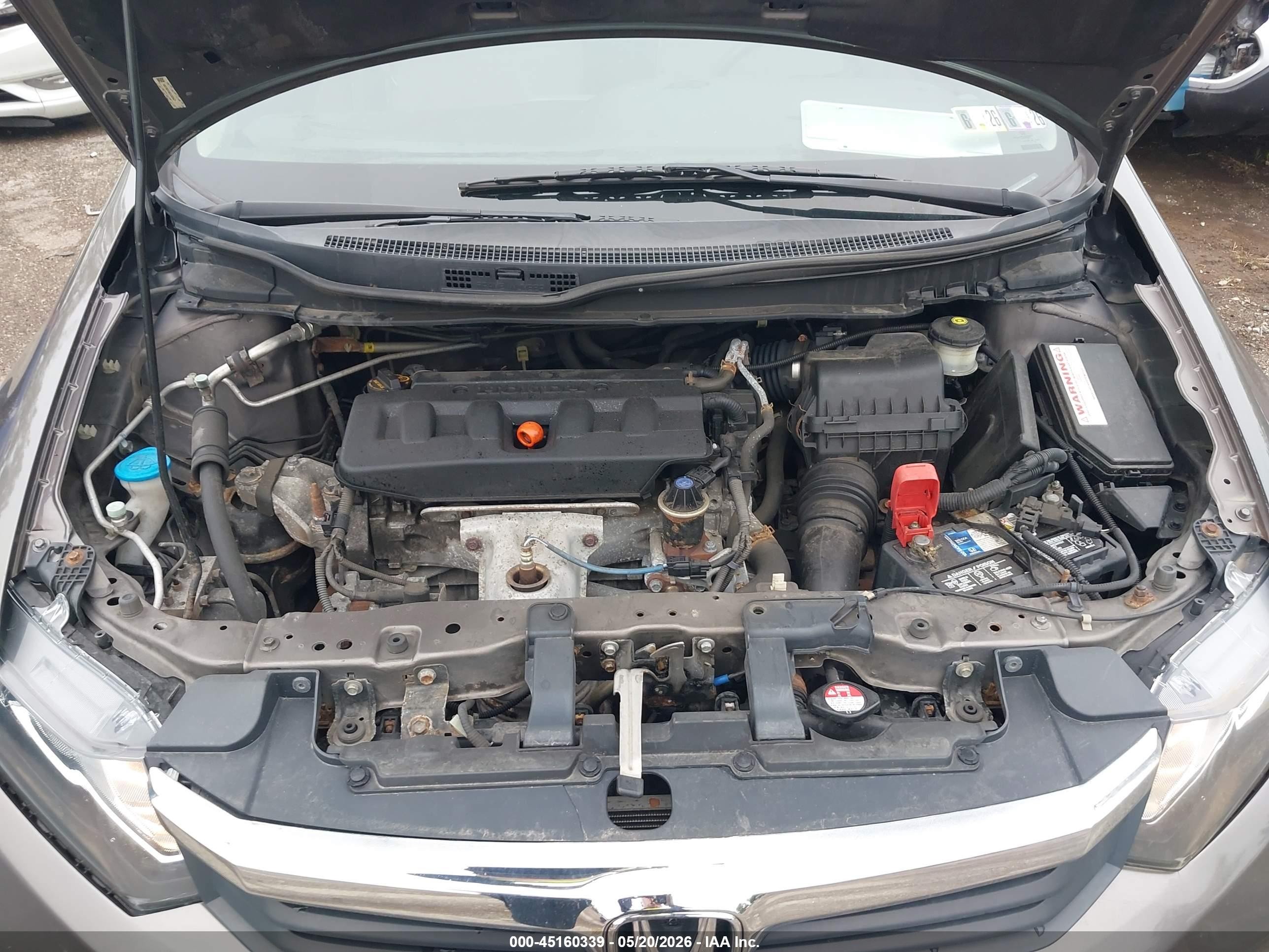 2012 Honda Civic Lx Gray vin: 19XFB2F59CE383421
