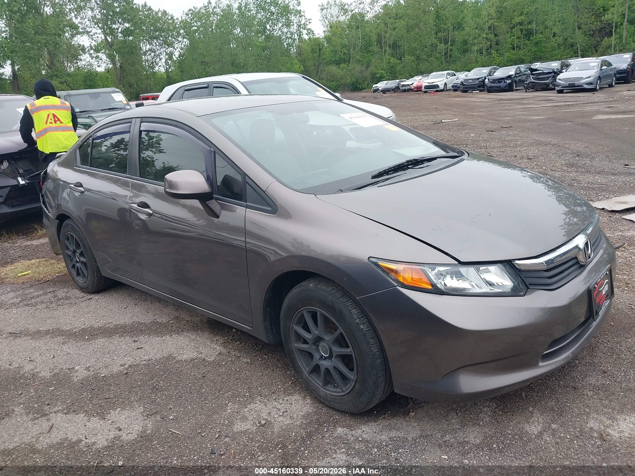 2012 Honda Civic Lx Gray vin: 19XFB2F59CE383421