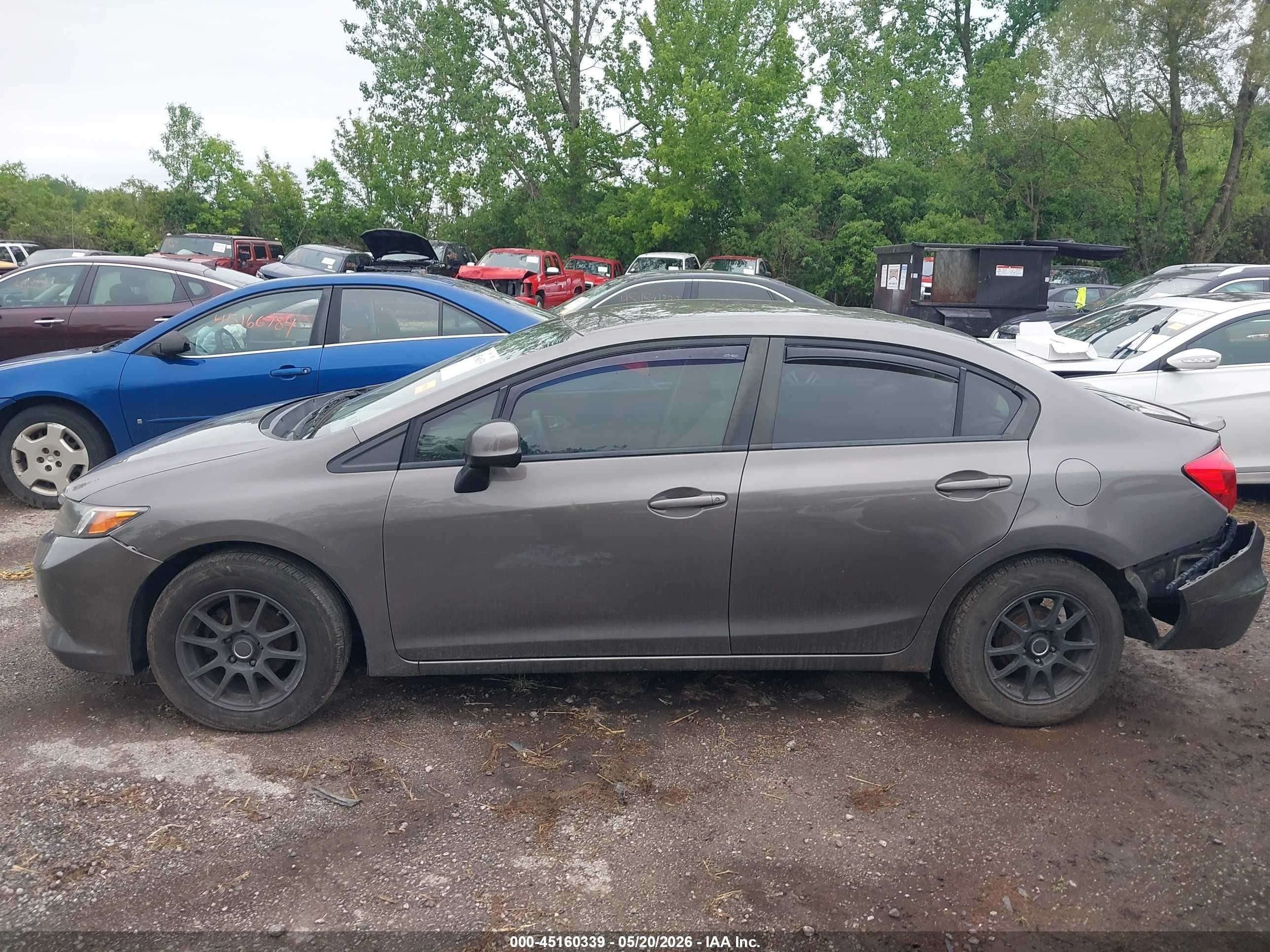 2012 Honda Civic Lx Gray vin: 19XFB2F59CE383421