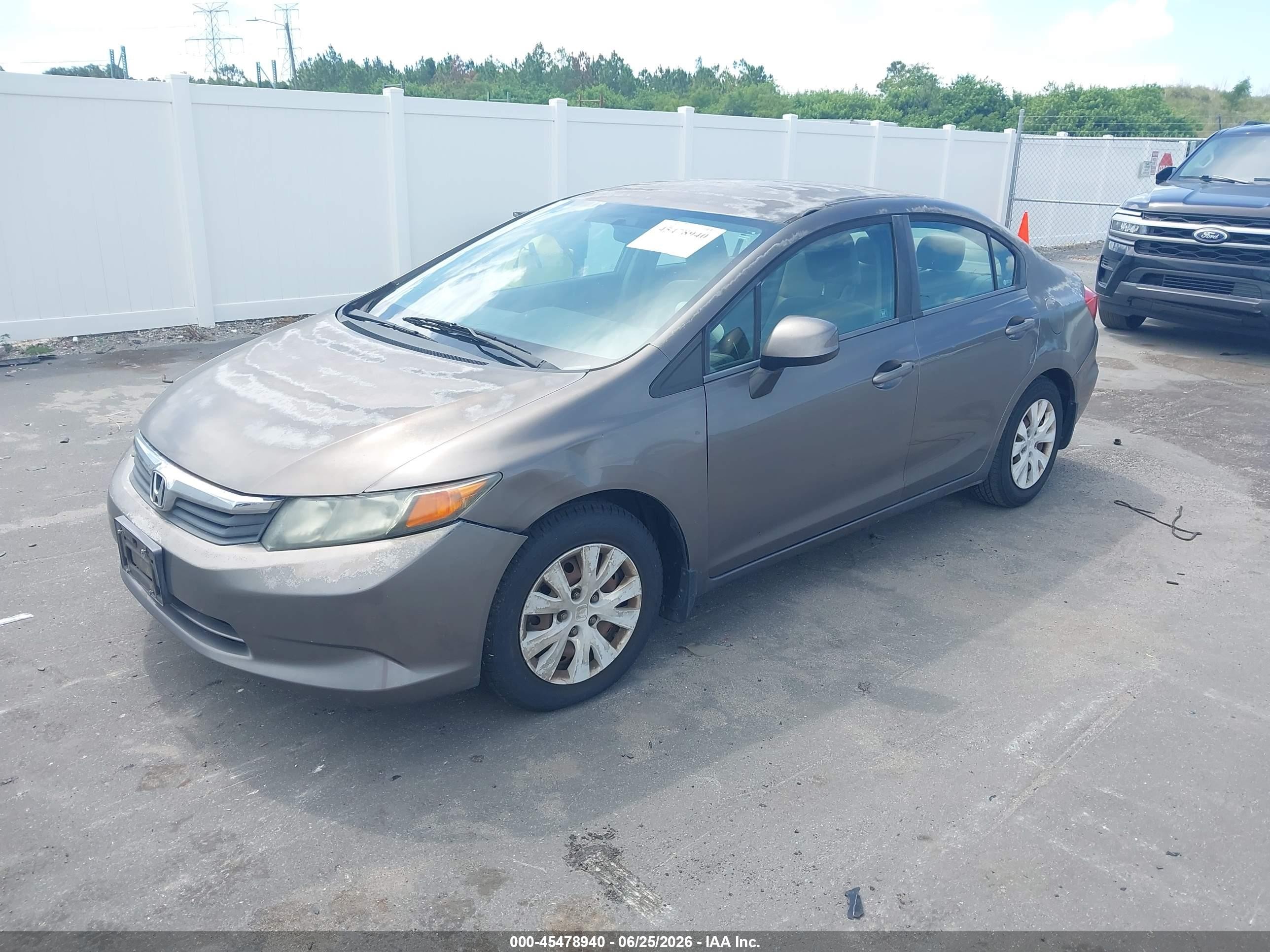 2012 Honda Civic Lx Серый vin: 19XFB2F59CE387744