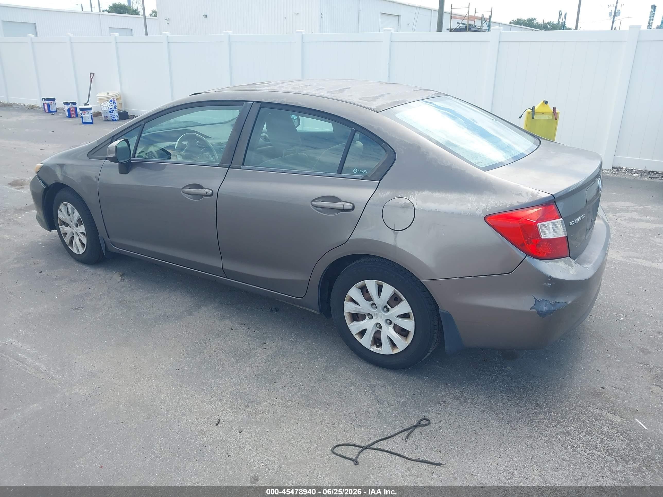 2012 Honda Civic Lx Серый vin: 19XFB2F59CE387744