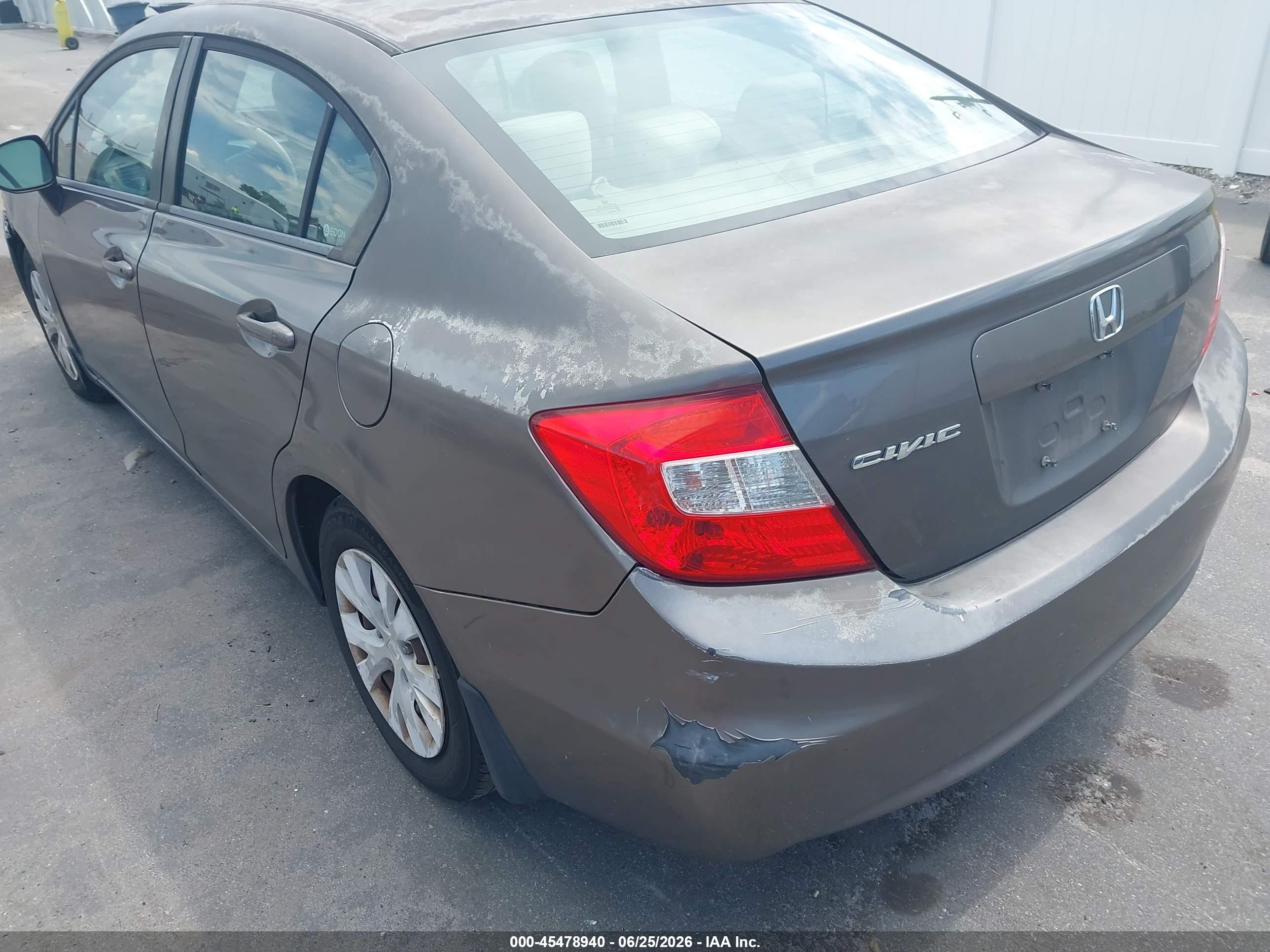 2012 Honda Civic Lx Серый vin: 19XFB2F59CE387744