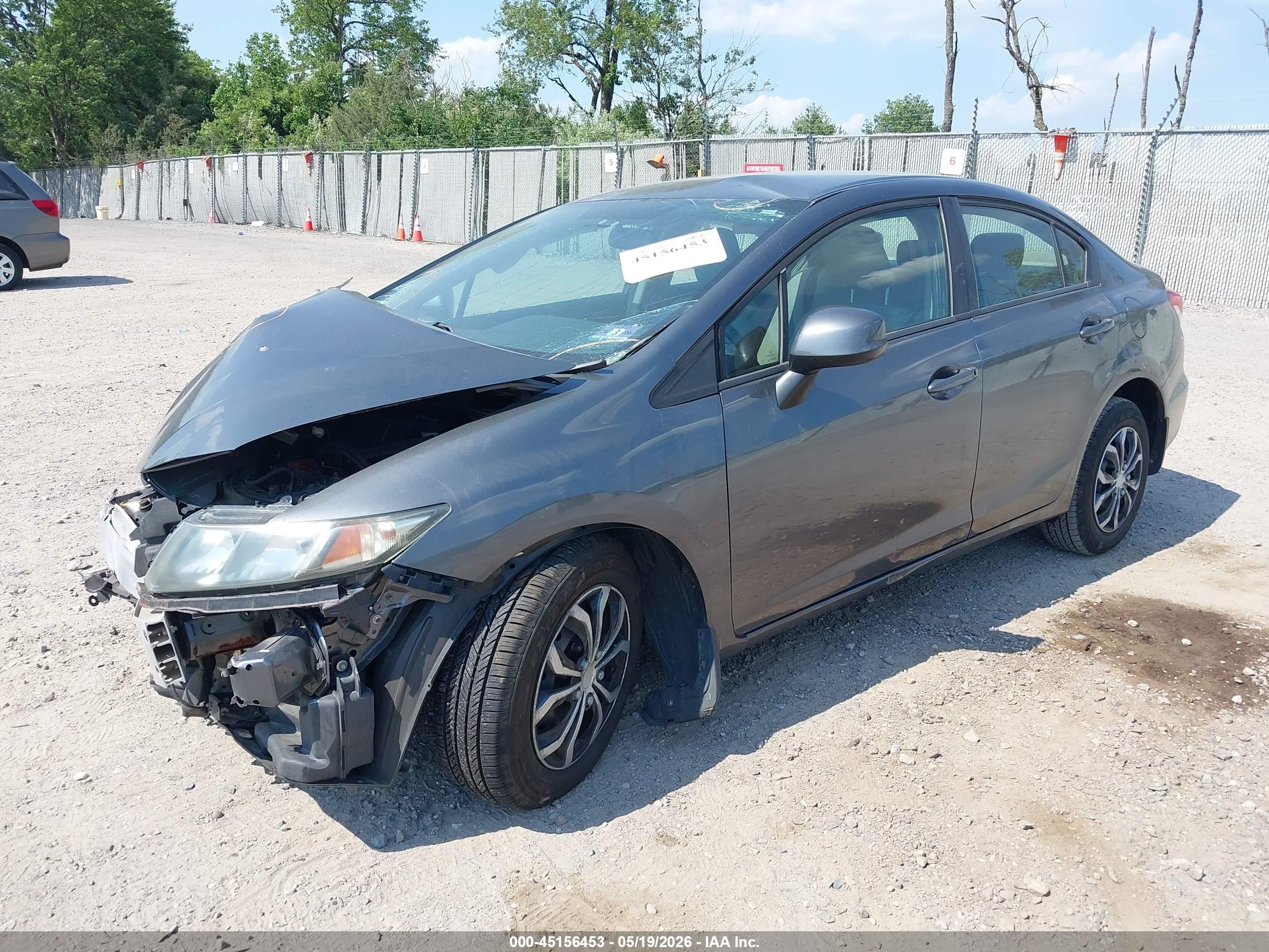 2013 Honda Civic Lx Gray vin: 19XFB2F59DE026046