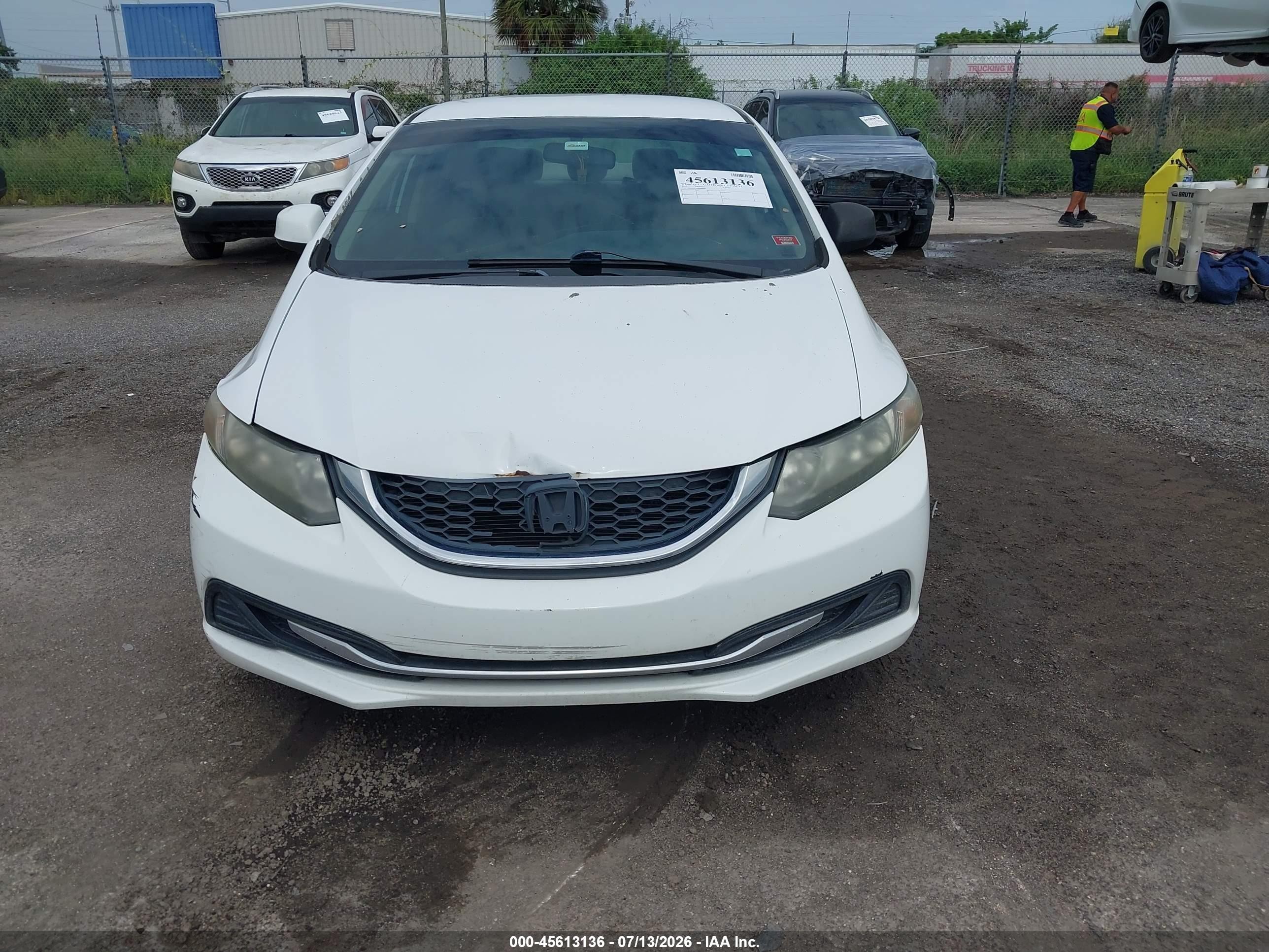 2013 Honda Civic Lx Белый vin: 19XFB2F59DE048998