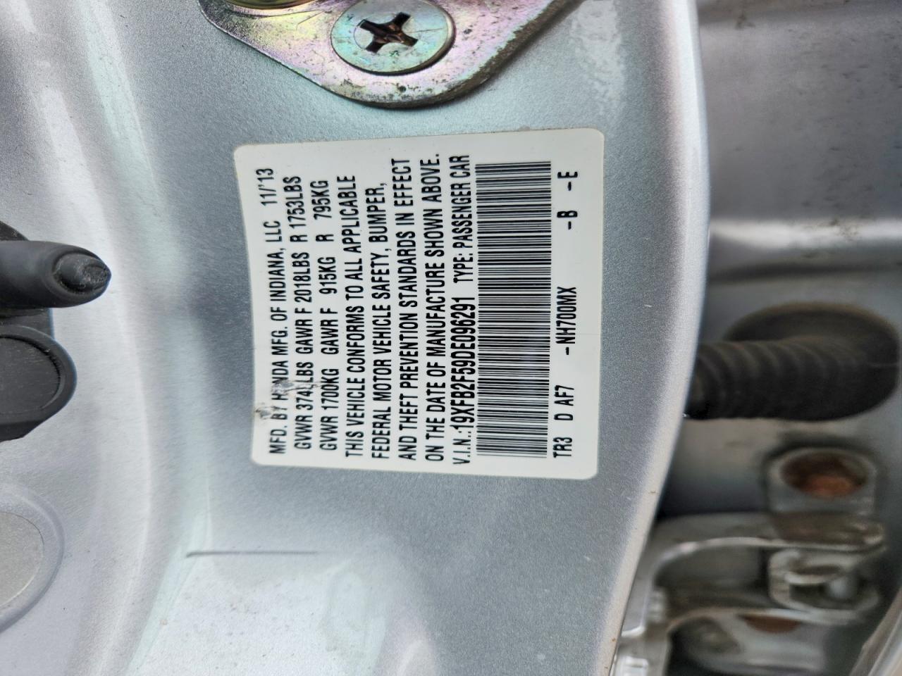 2013 Honda Civic Lx Серебряный vin: 19XFB2F59DE096291