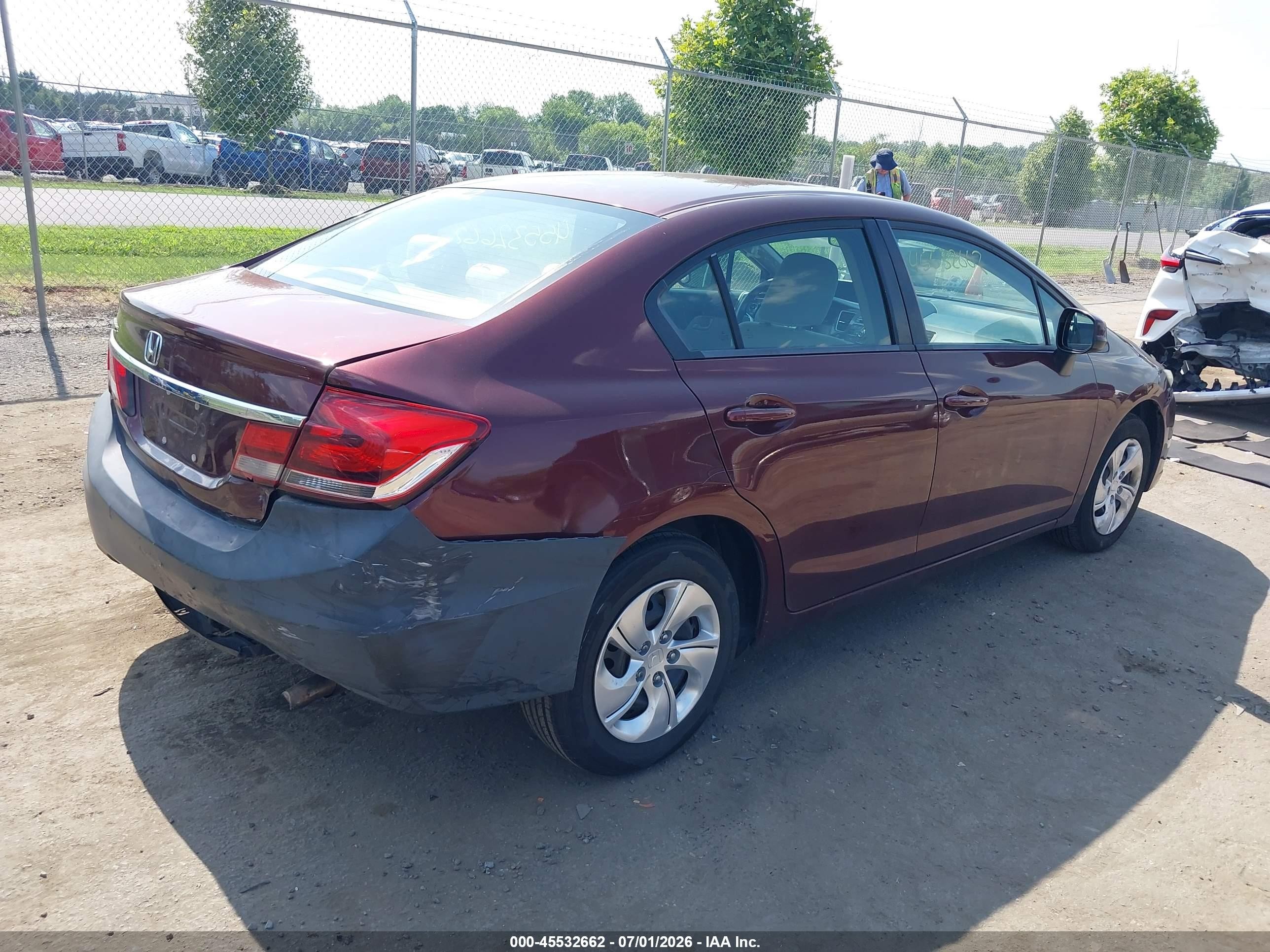 2013 Honda Civic Lx Red vin: 19XFB2F59DE230264