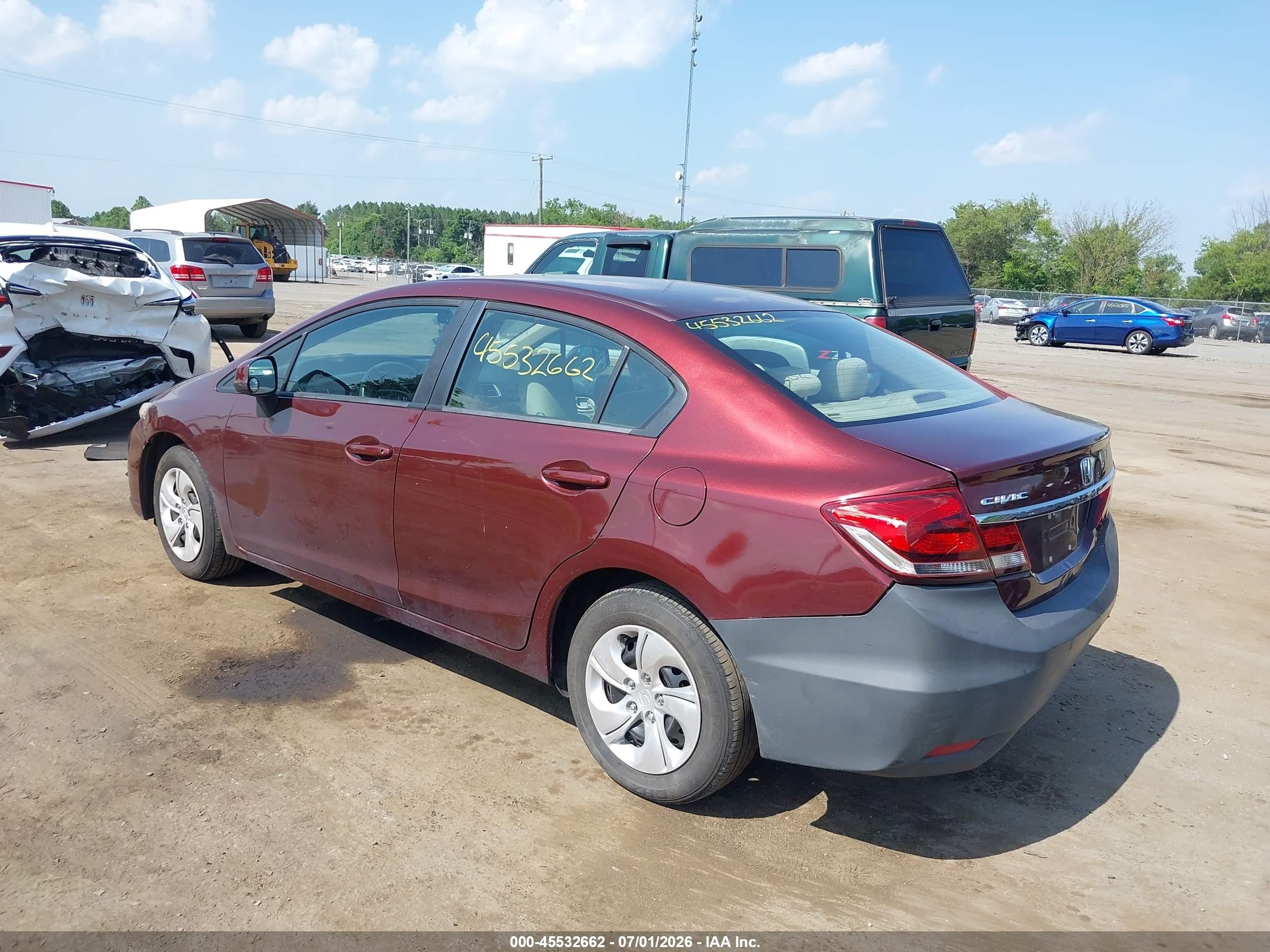 2013 Honda Civic Lx Red vin: 19XFB2F59DE230264