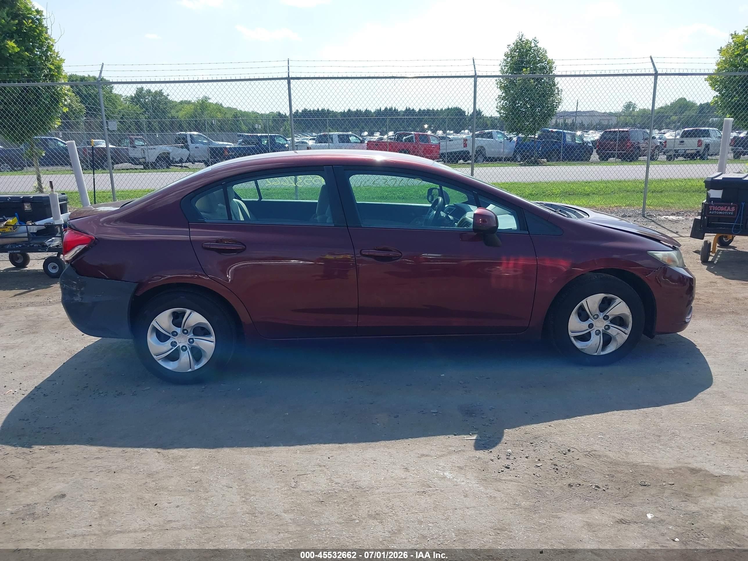 2013 Honda Civic Lx Red vin: 19XFB2F59DE230264