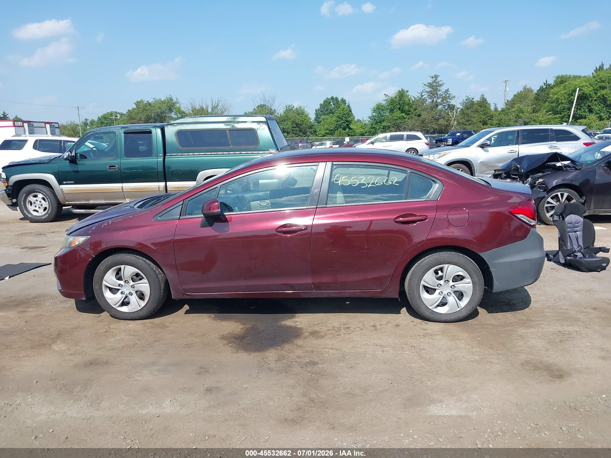 2013 Honda Civic Lx Red vin: 19XFB2F59DE230264