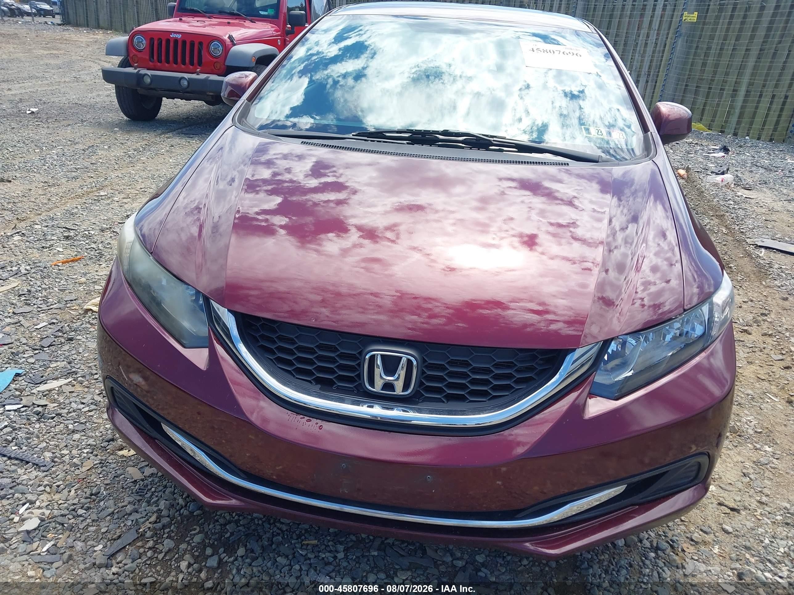 2013 Honda Civic Lx Burgundy vin: 19XFB2F59DE254144