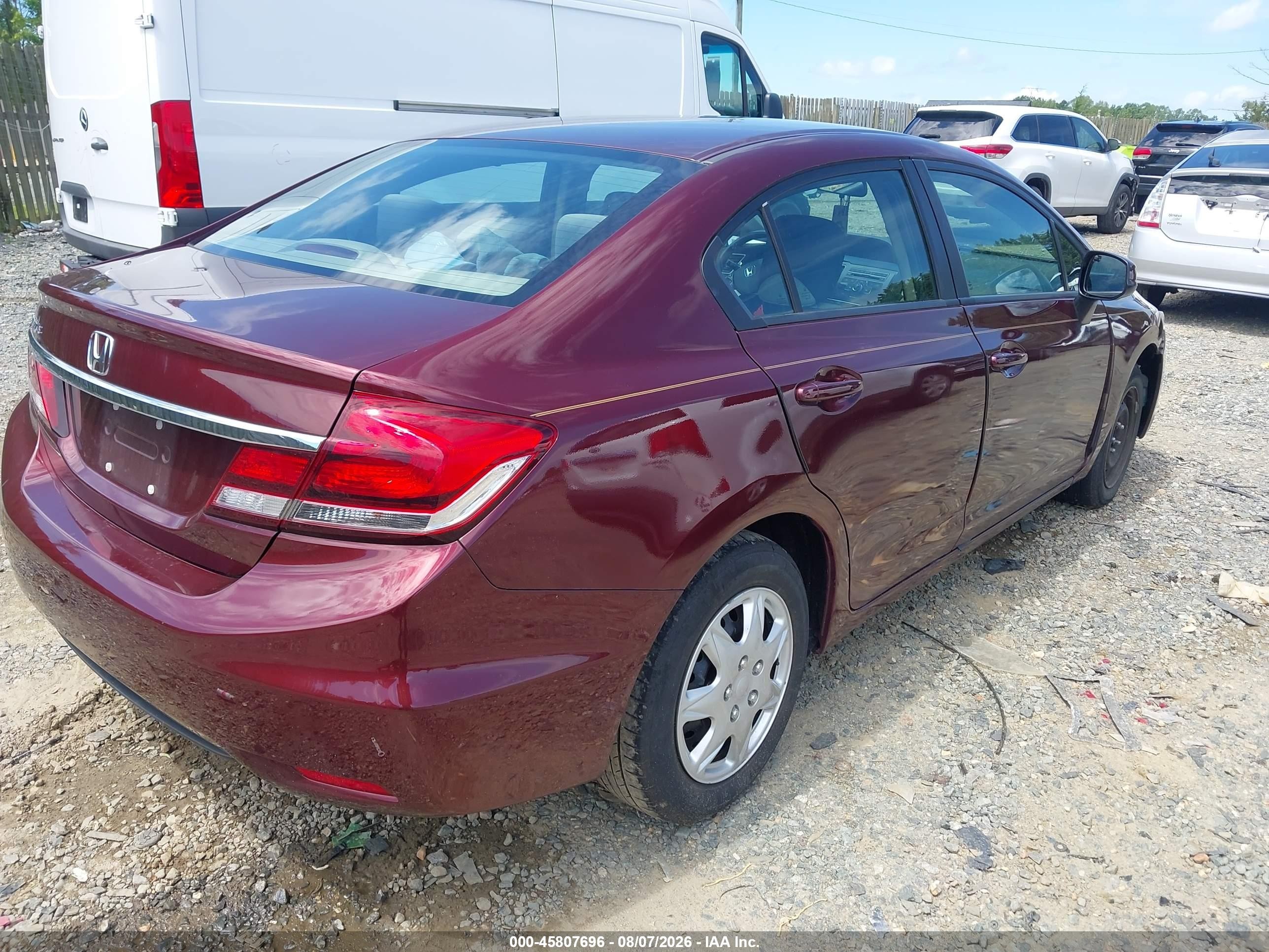 2013 Honda Civic Lx Burgundy vin: 19XFB2F59DE254144