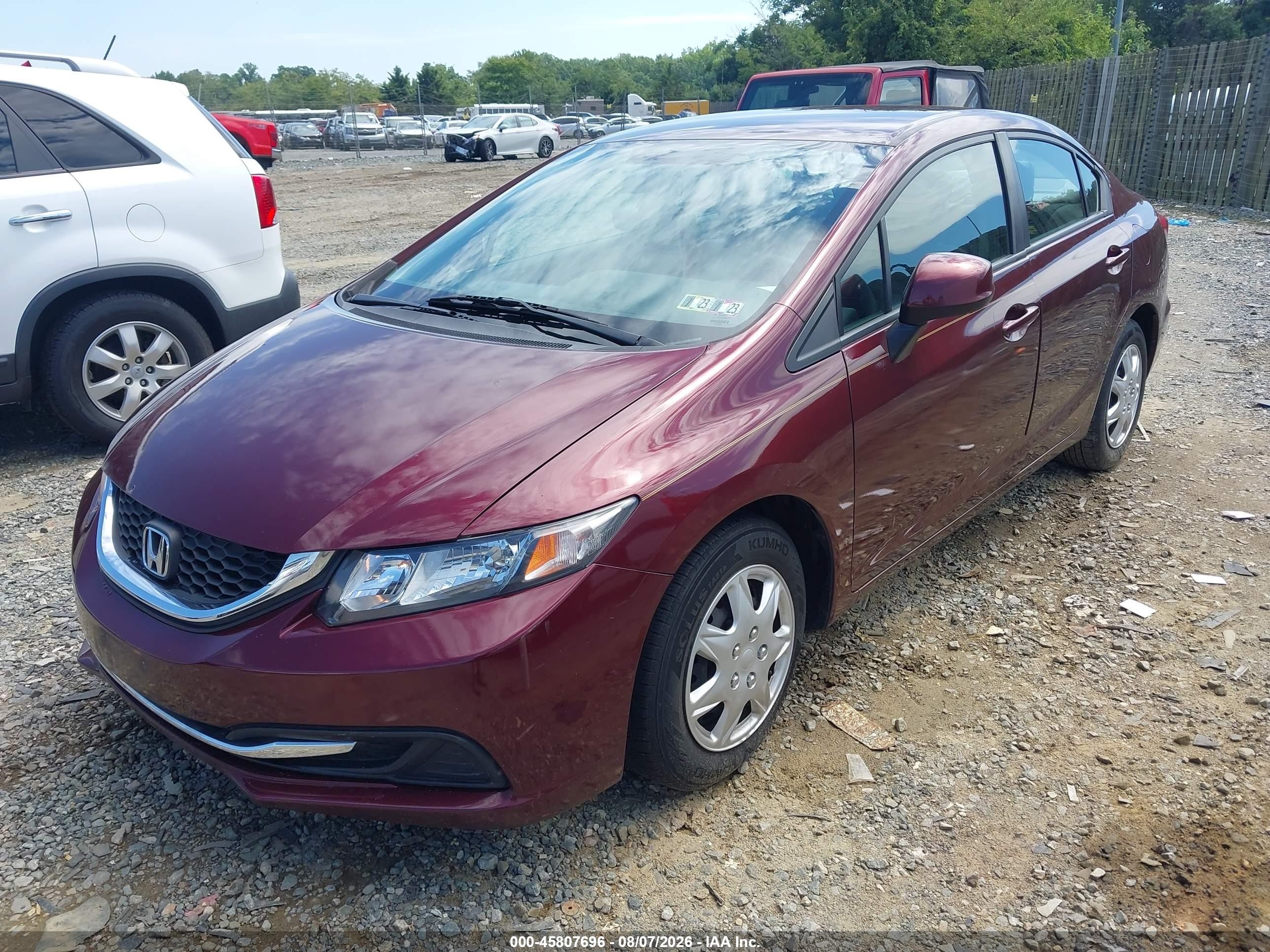 2013 Honda Civic Lx Burgundy vin: 19XFB2F59DE254144