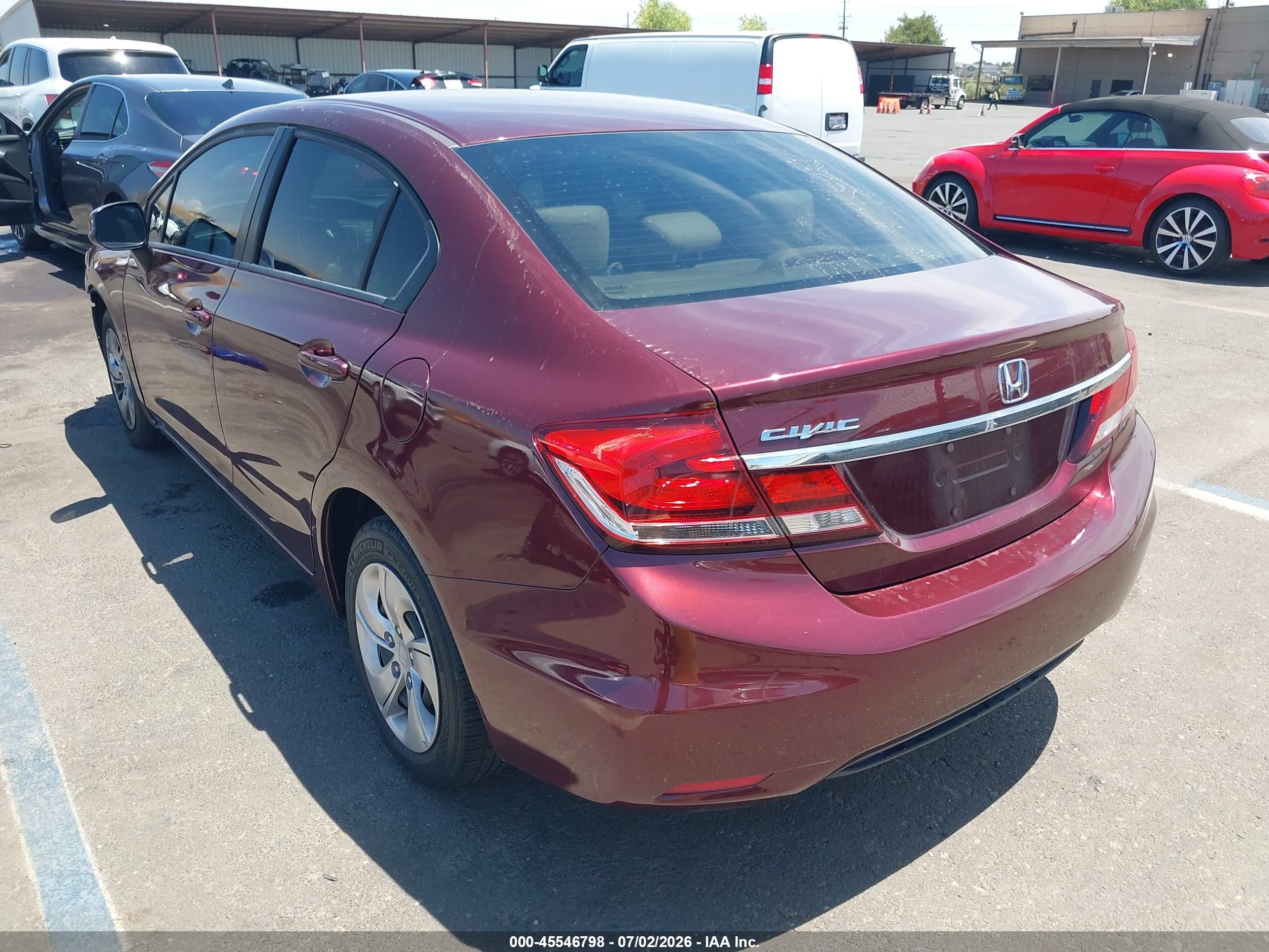 2013 Honda Civic Lx Burgundy vin: 19XFB2F59DE277634