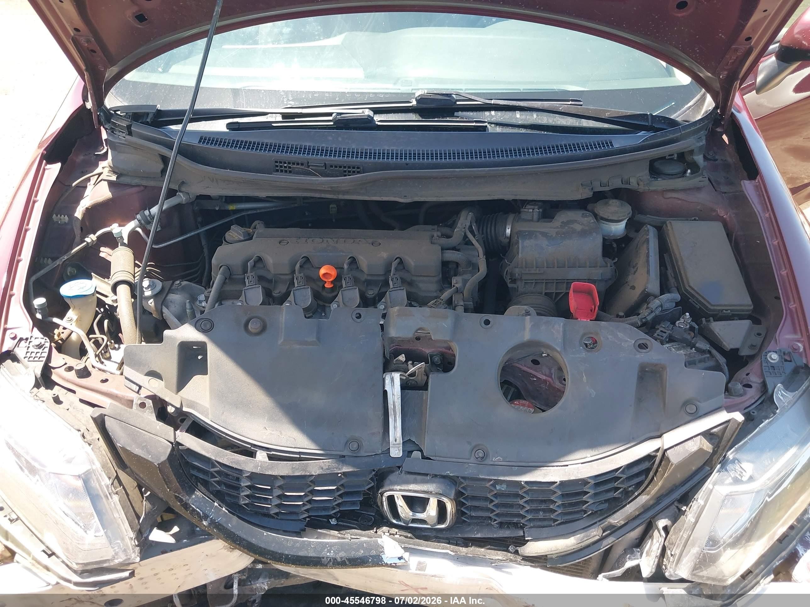 2013 Honda Civic Lx Burgundy vin: 19XFB2F59DE277634