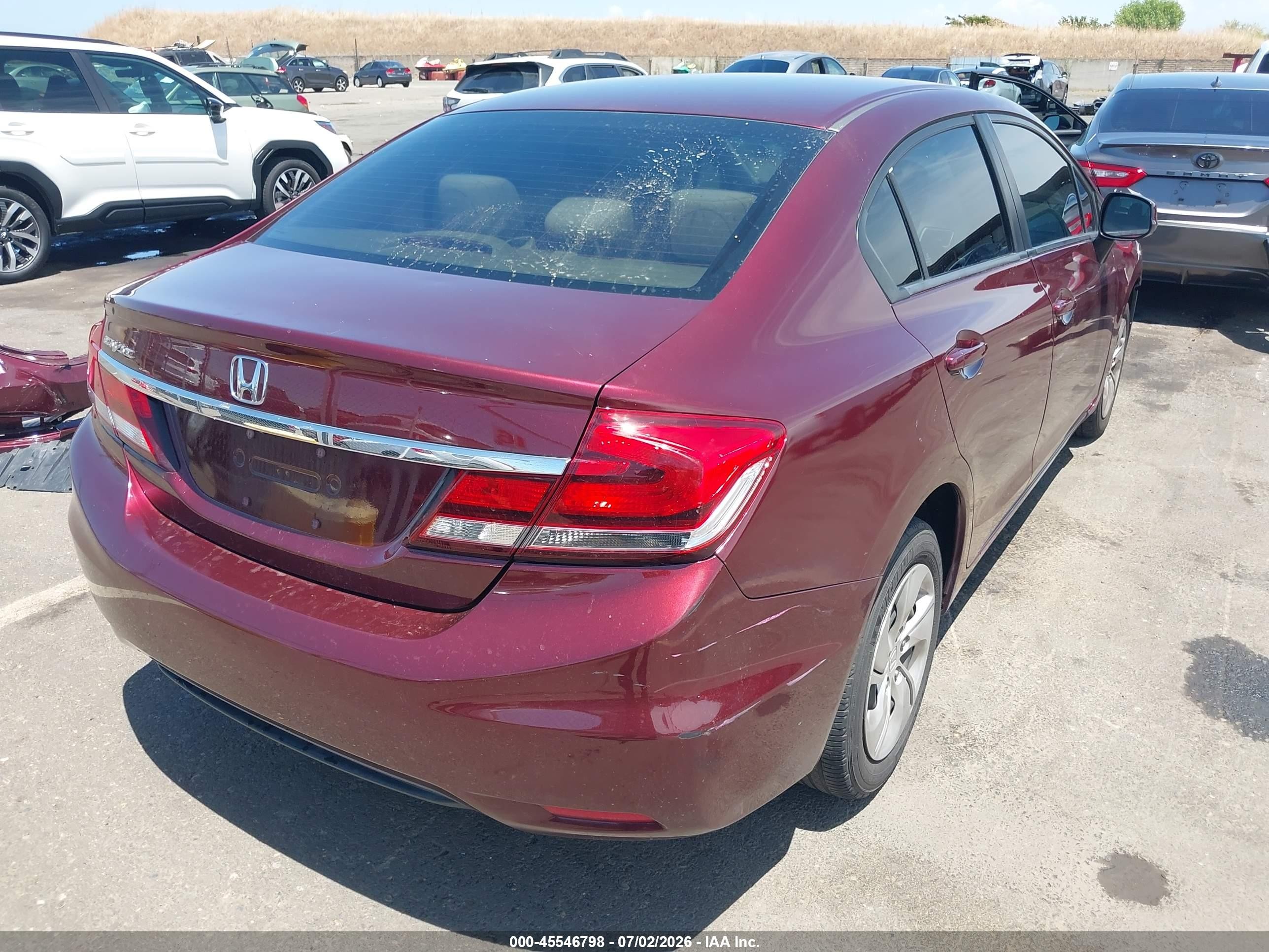 2013 Honda Civic Lx Burgundy vin: 19XFB2F59DE277634