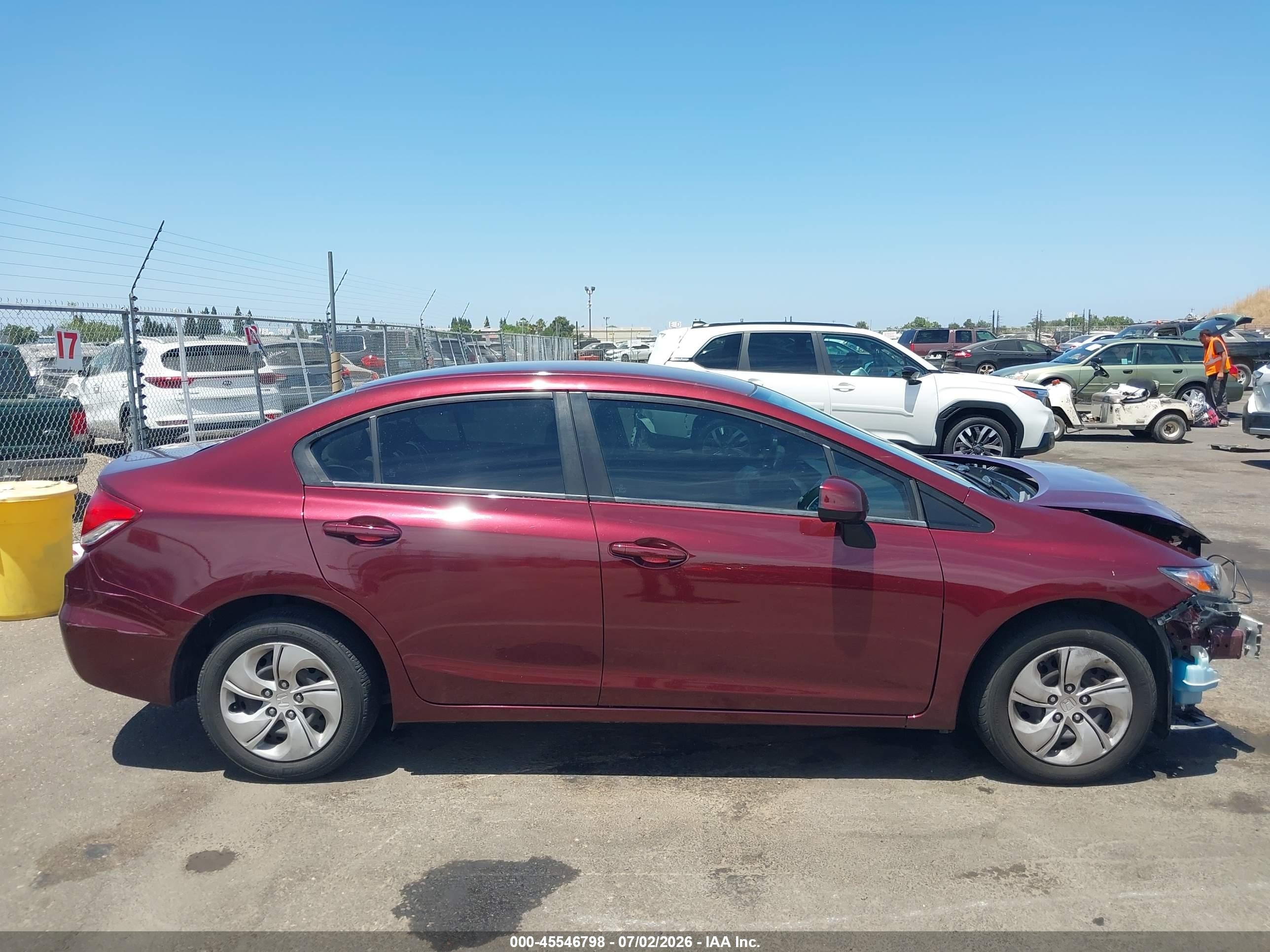 2013 Honda Civic Lx Burgundy vin: 19XFB2F59DE277634