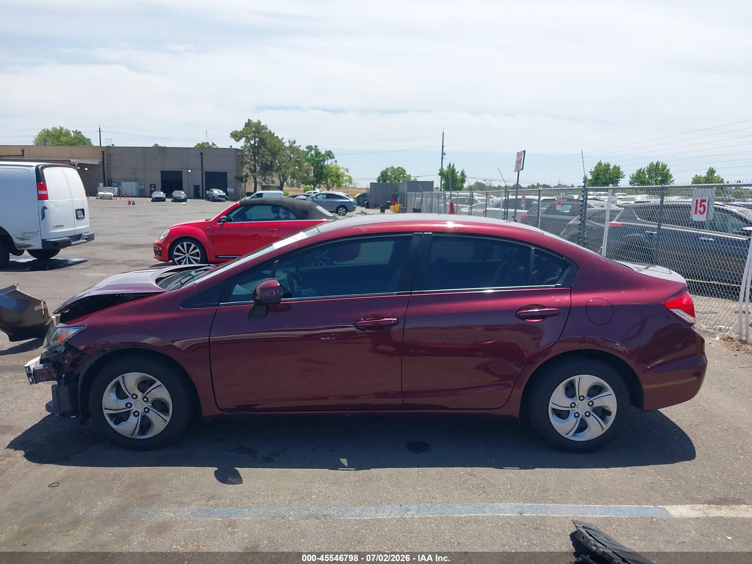 2013 Honda Civic Lx Burgundy vin: 19XFB2F59DE277634