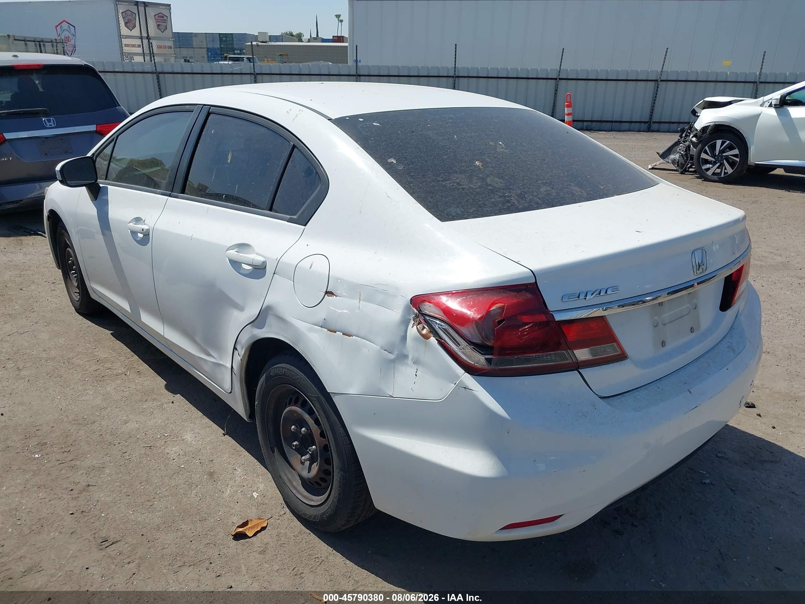 2014 Honda Civic Lx White vin: 19XFB2F59EE008776