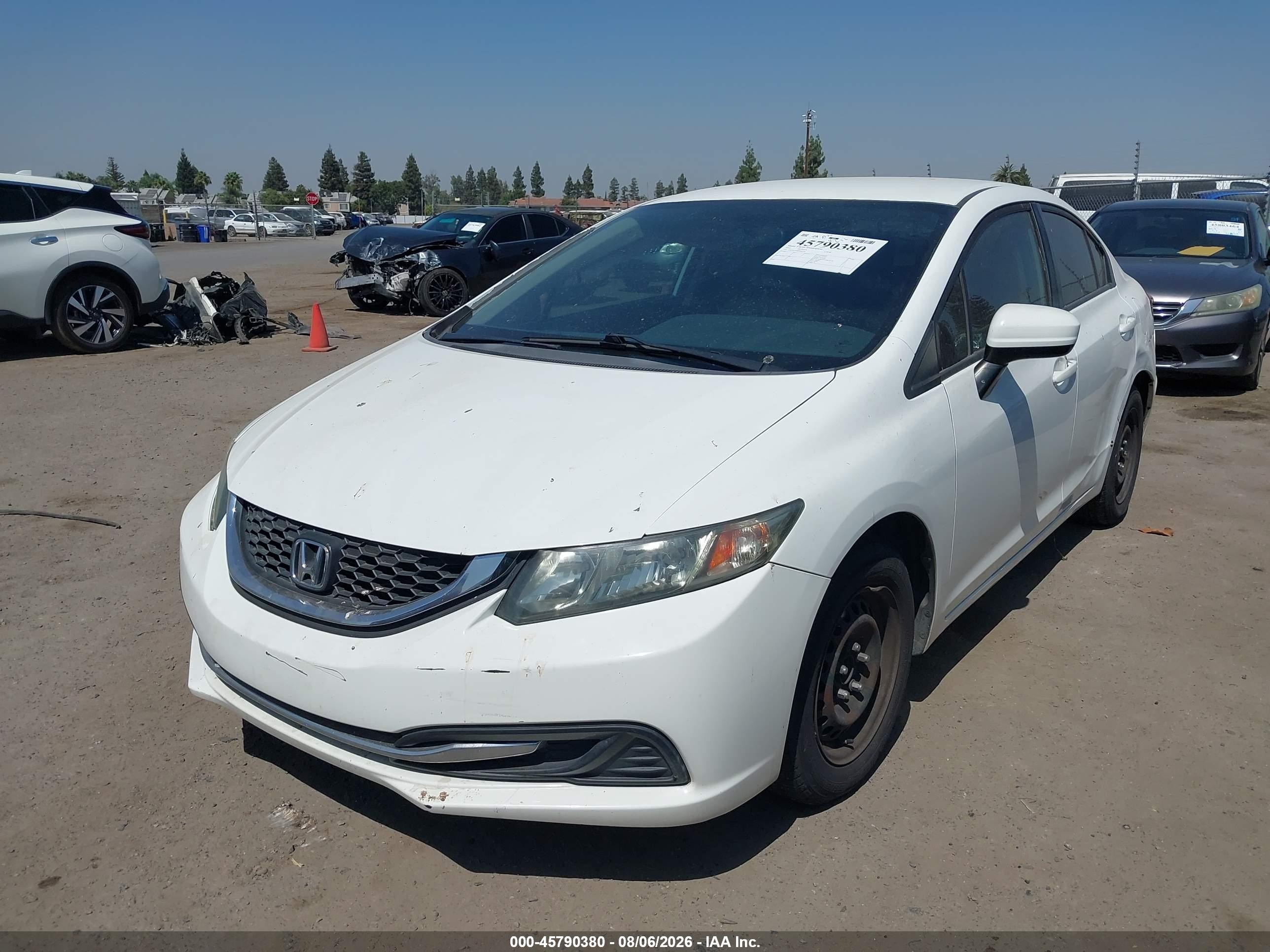 2014 Honda Civic Lx White vin: 19XFB2F59EE008776