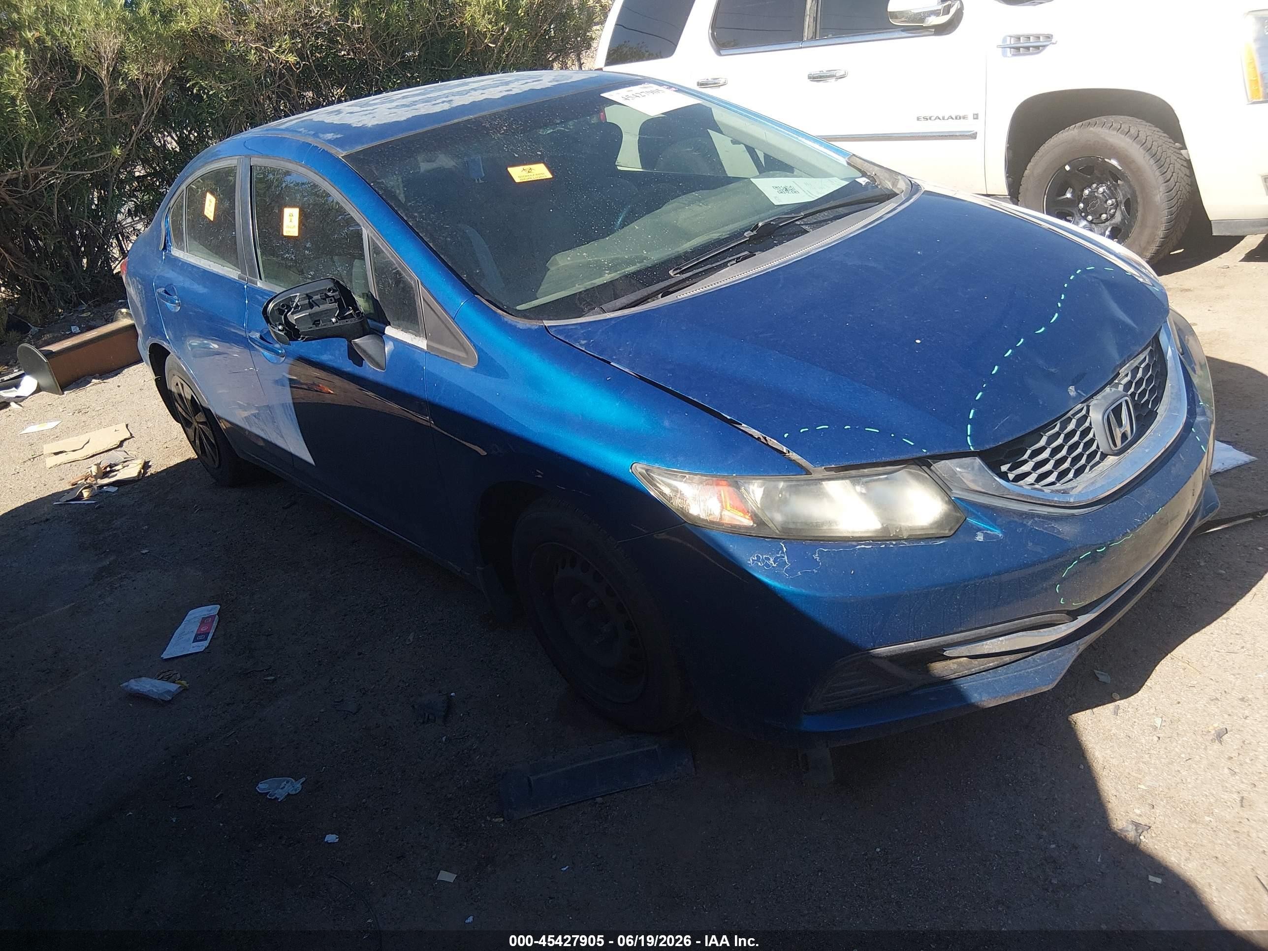 2014 Honda Civic Lx Blue vin: 19XFB2F59EE042975
