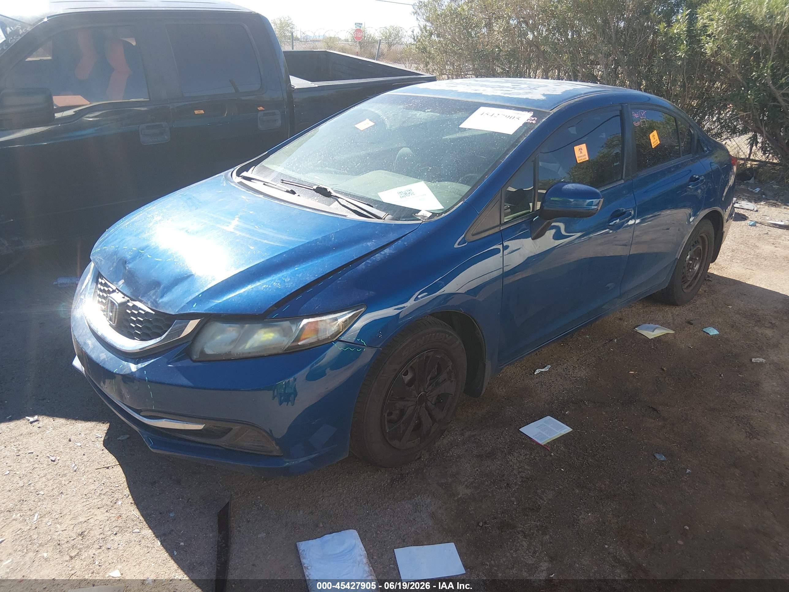 2014 Honda Civic Lx Blue vin: 19XFB2F59EE042975