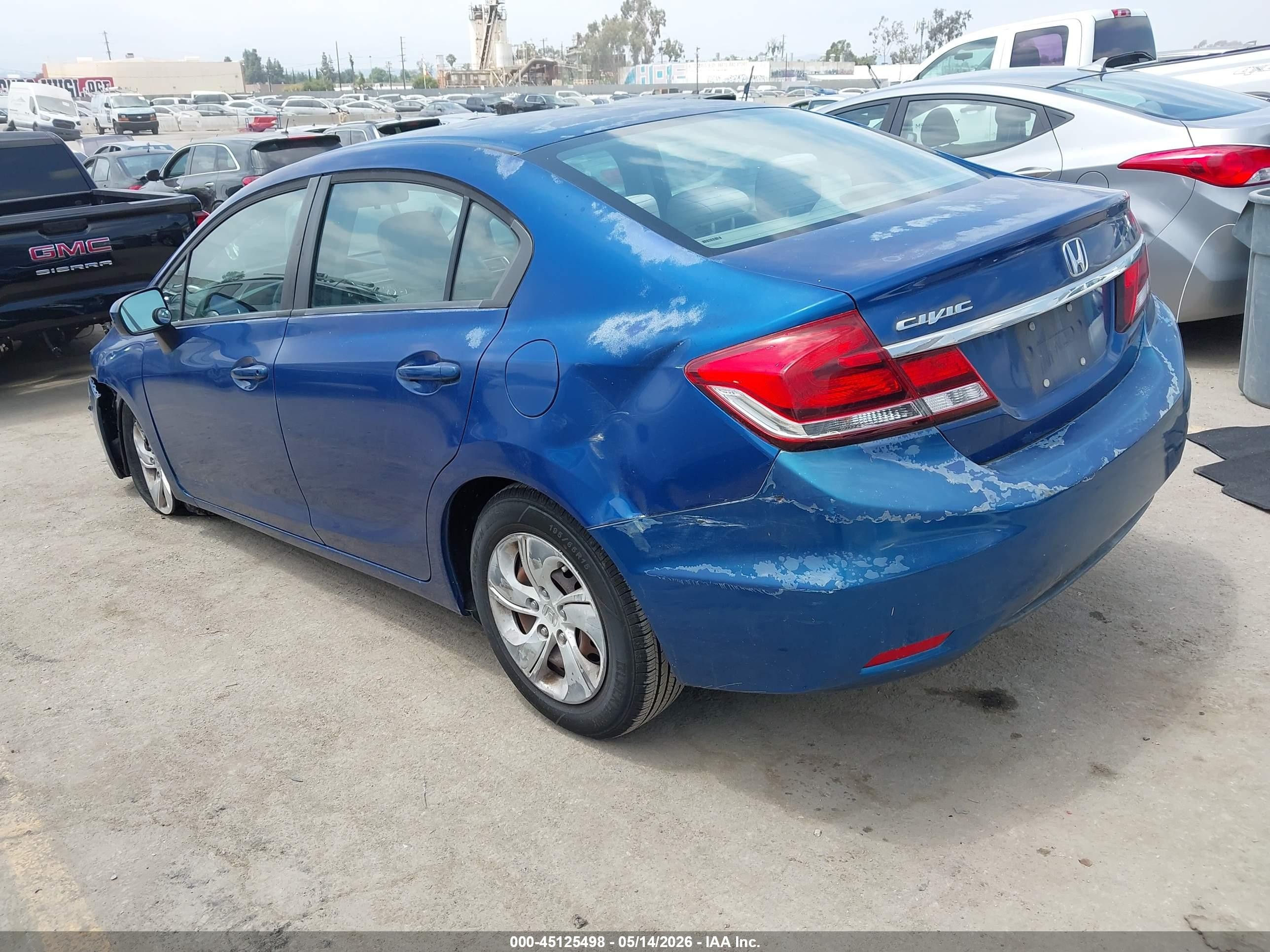 2014 Honda Civic Lx Blue vin: 19XFB2F59EE237555