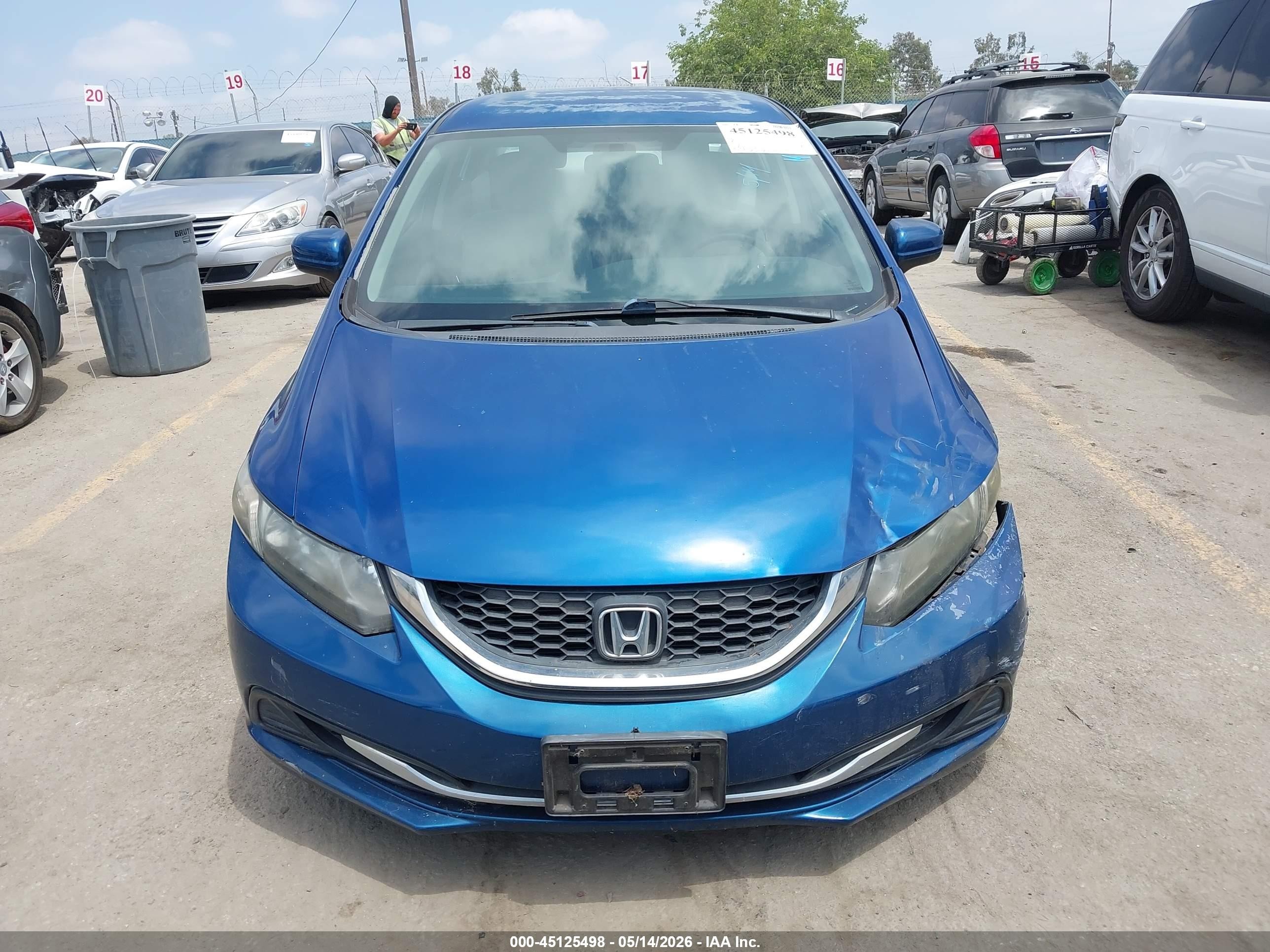 2014 Honda Civic Lx Blue vin: 19XFB2F59EE237555