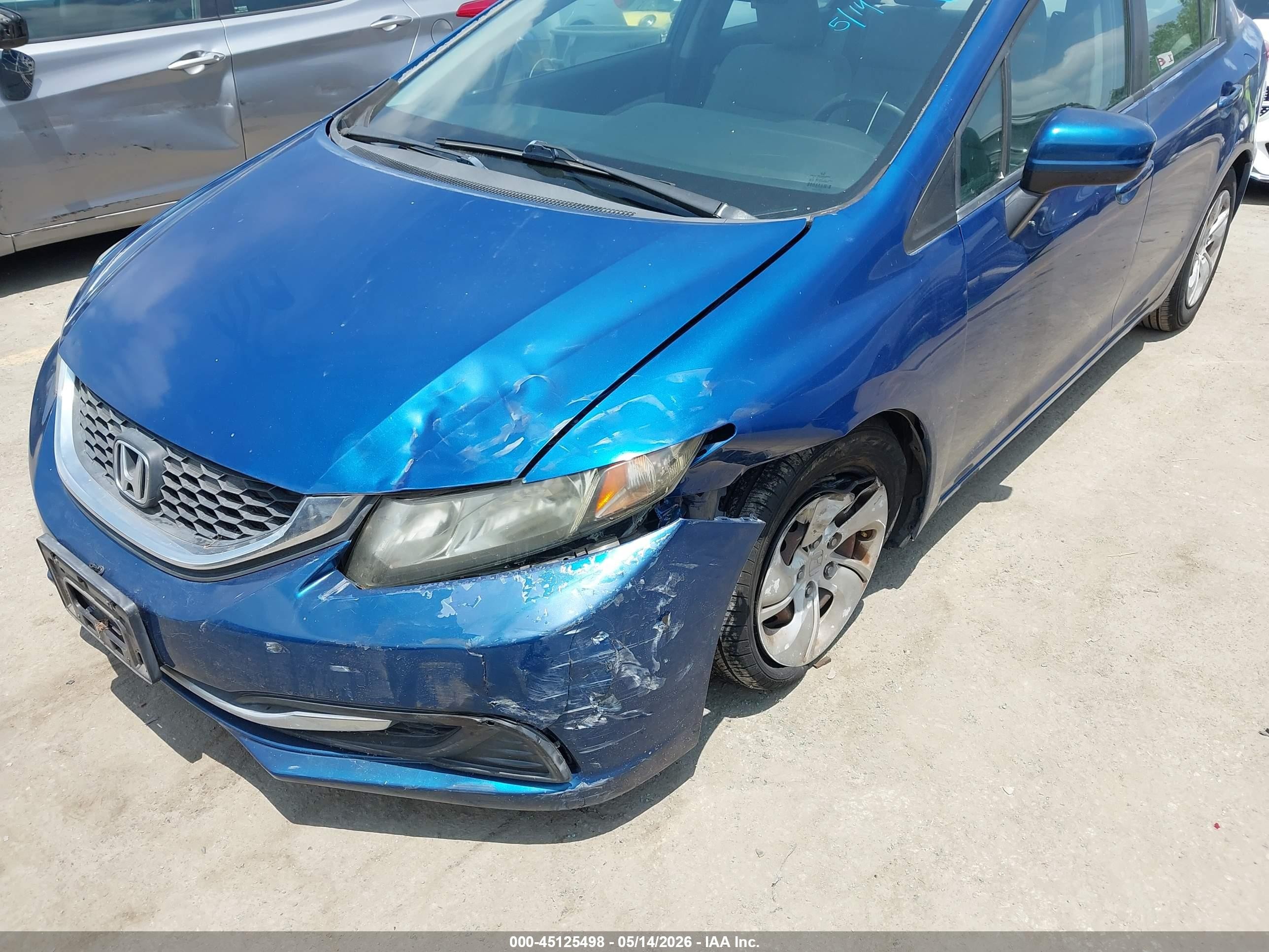 2014 Honda Civic Lx Blue vin: 19XFB2F59EE237555