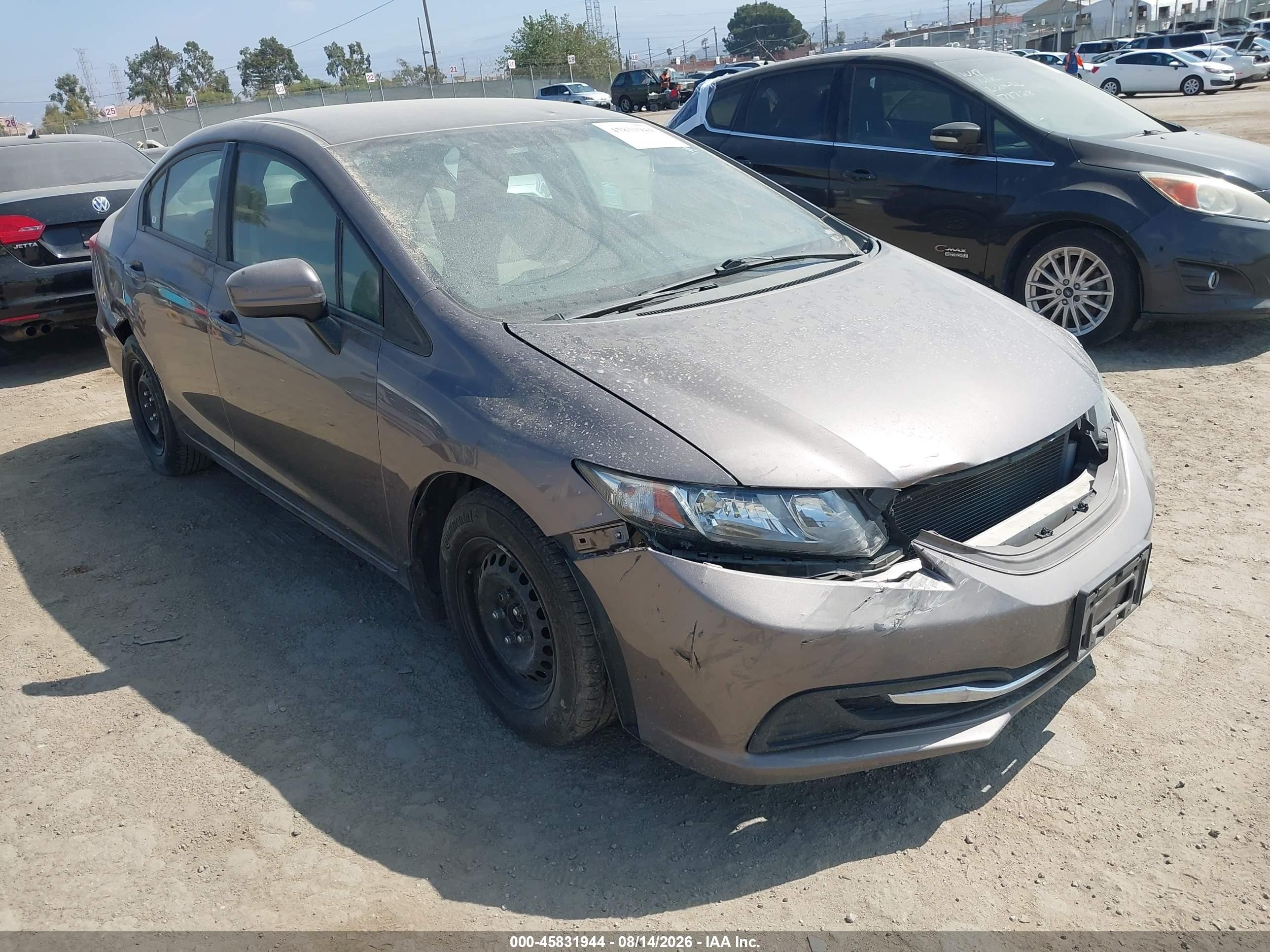 2014 Honda Civic Lx Gray vin: 19XFB2F59EE243890