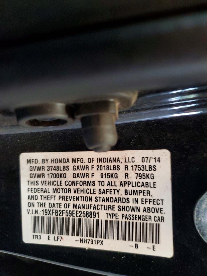 2014 Honda Civic Lx Black vin: 19XFB2F59EE258891