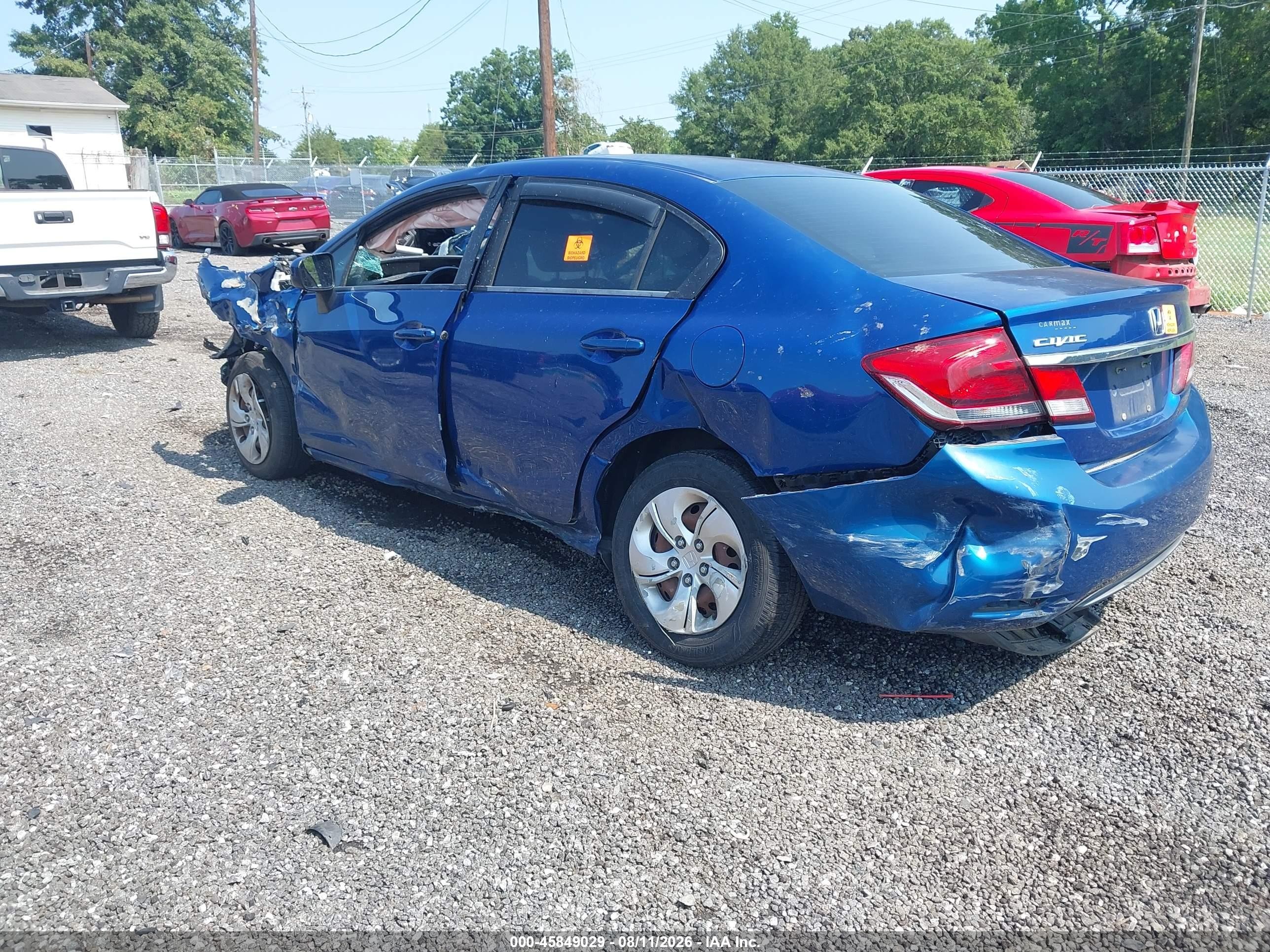 2015 Honda Civic Lx Blue vin: 19XFB2F59FE026390