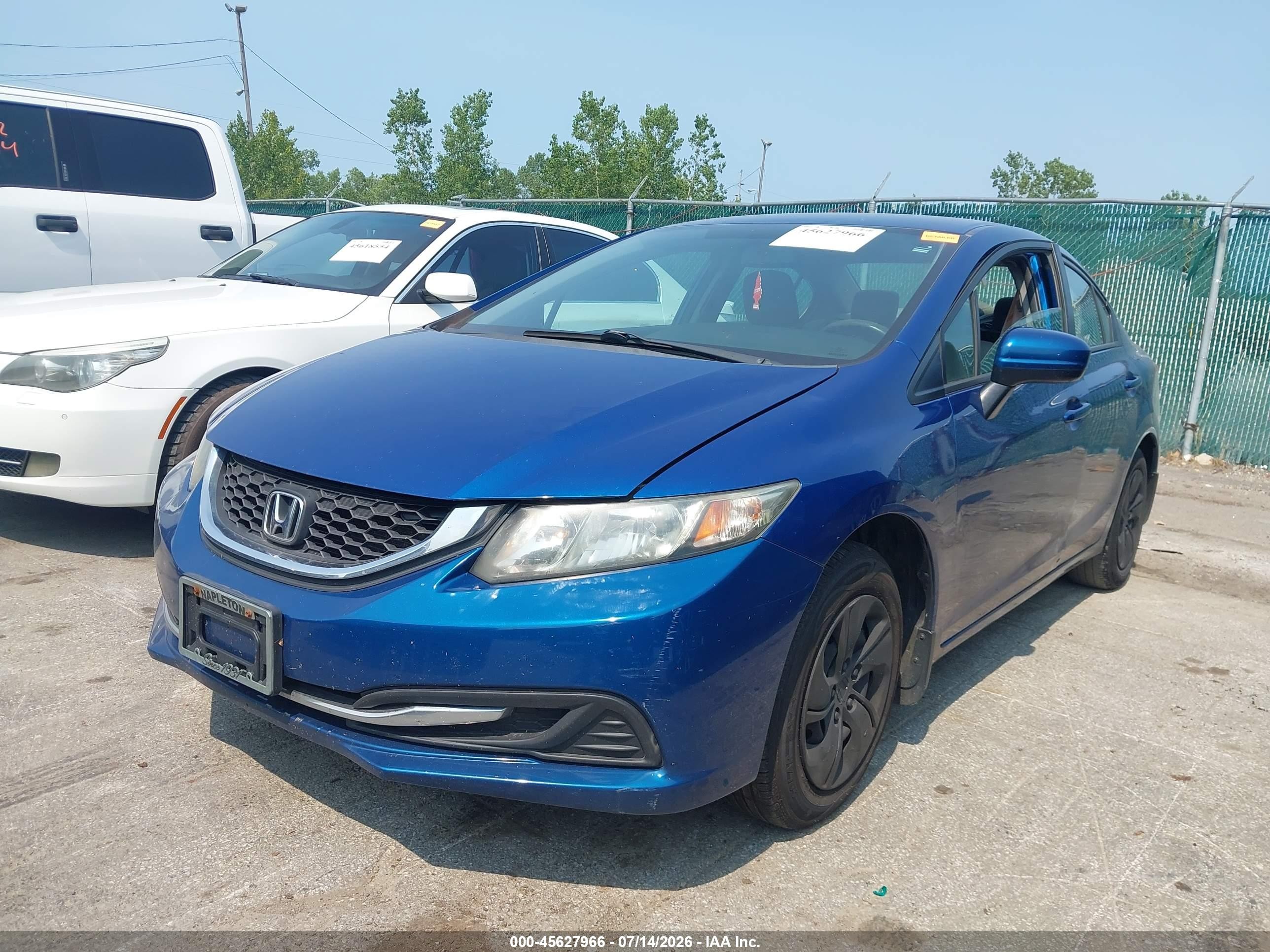 2015 Honda Civic Lx Blue vin: 19XFB2F59FE047627