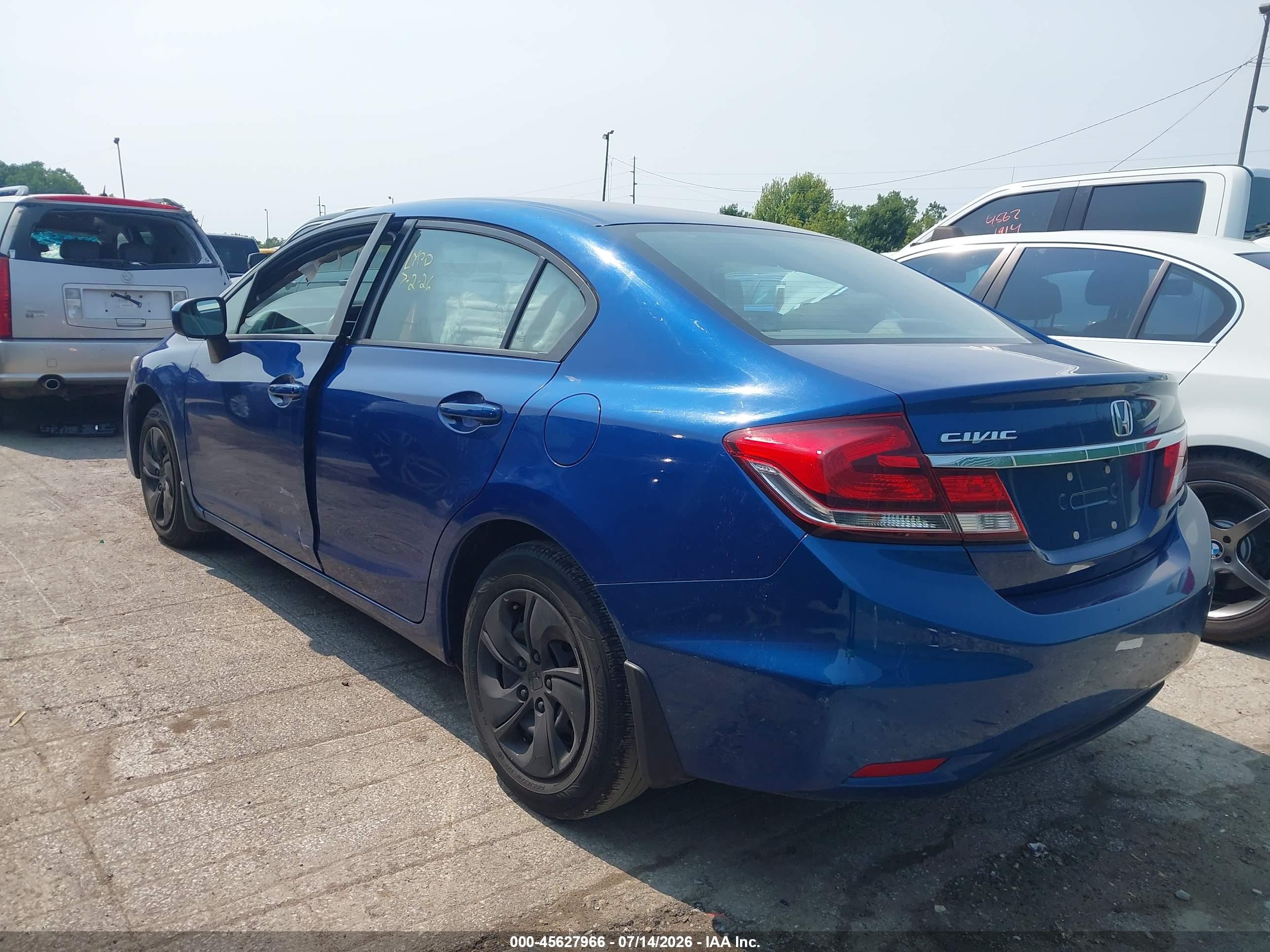 2015 Honda Civic Lx Blue vin: 19XFB2F59FE047627