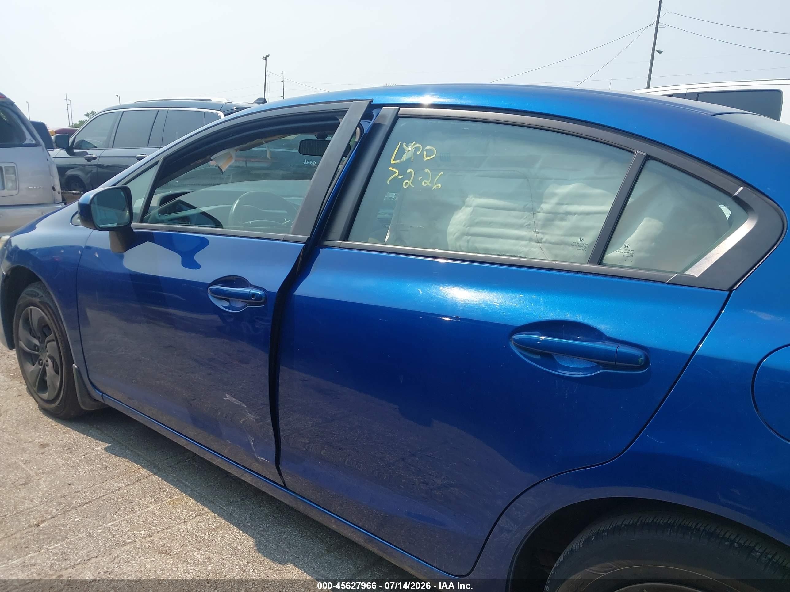 2015 Honda Civic Lx Blue vin: 19XFB2F59FE047627