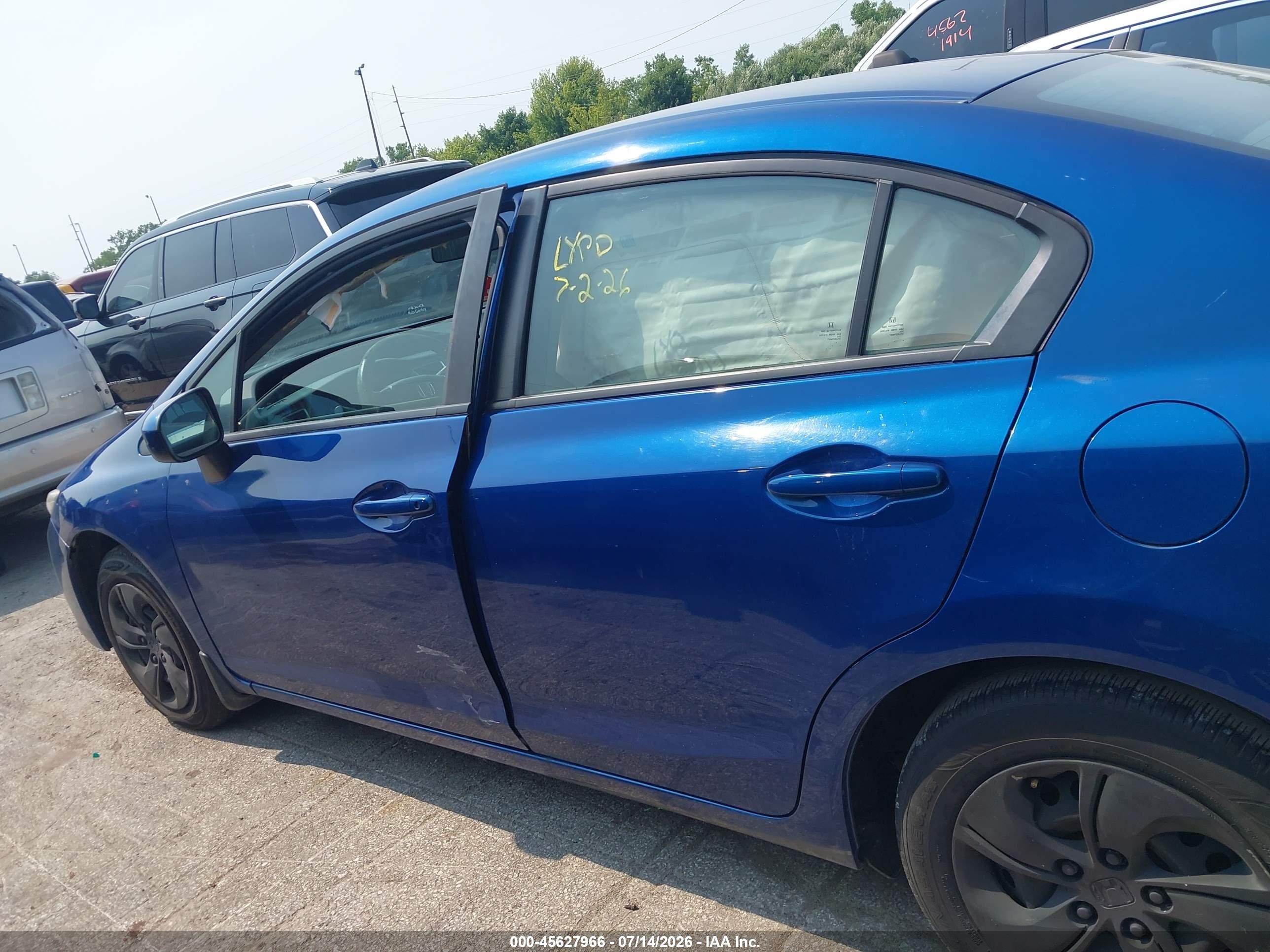 2015 Honda Civic Lx Blue vin: 19XFB2F59FE047627