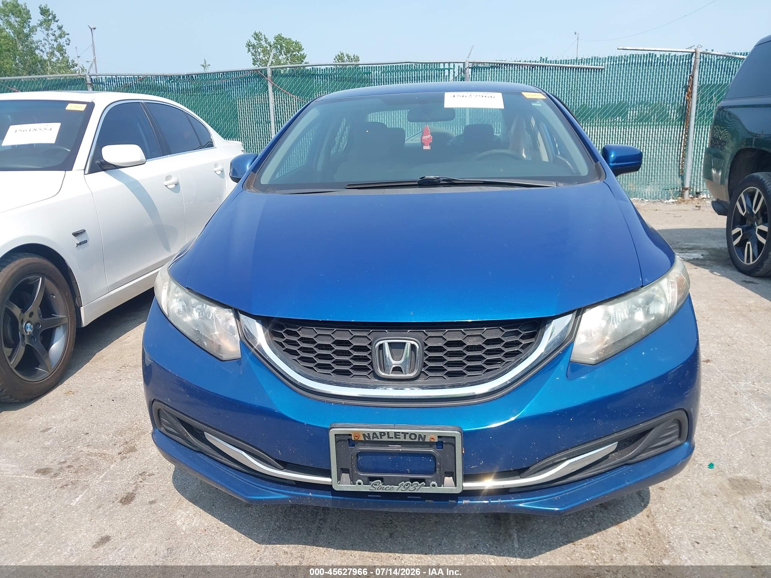 2015 Honda Civic Lx Blue vin: 19XFB2F59FE047627