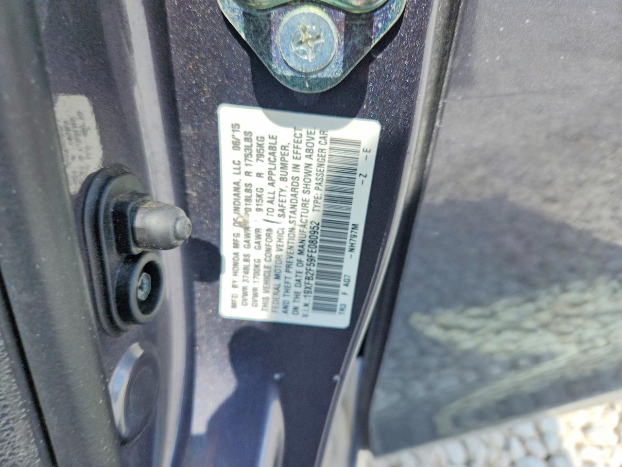 2015 Honda Civic Lx Gray vin: 19XFB2F59FE080952