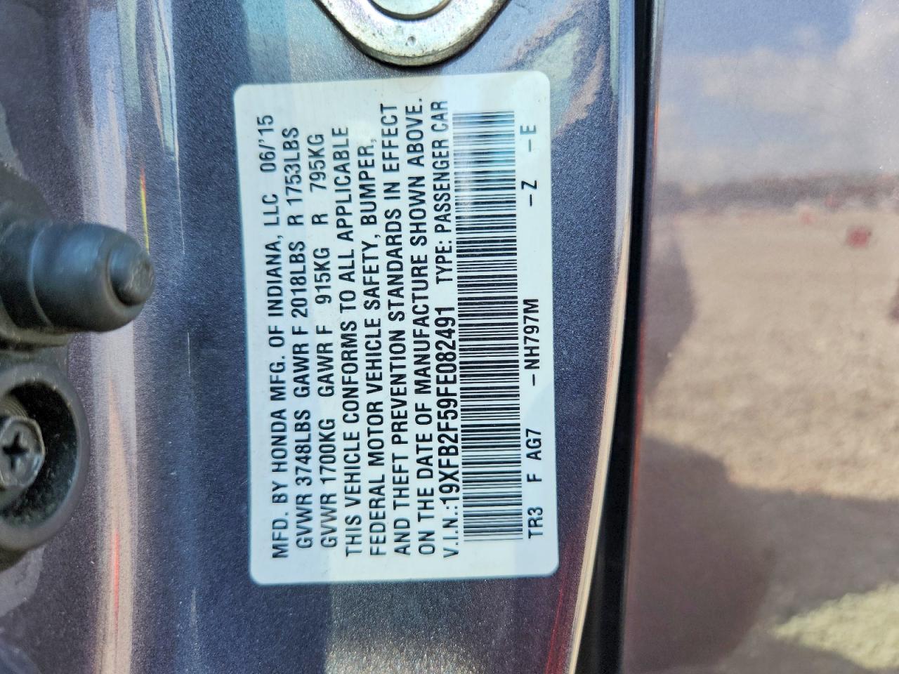 2015 Honda Civic Lx Серый vin: 19XFB2F59FE082491