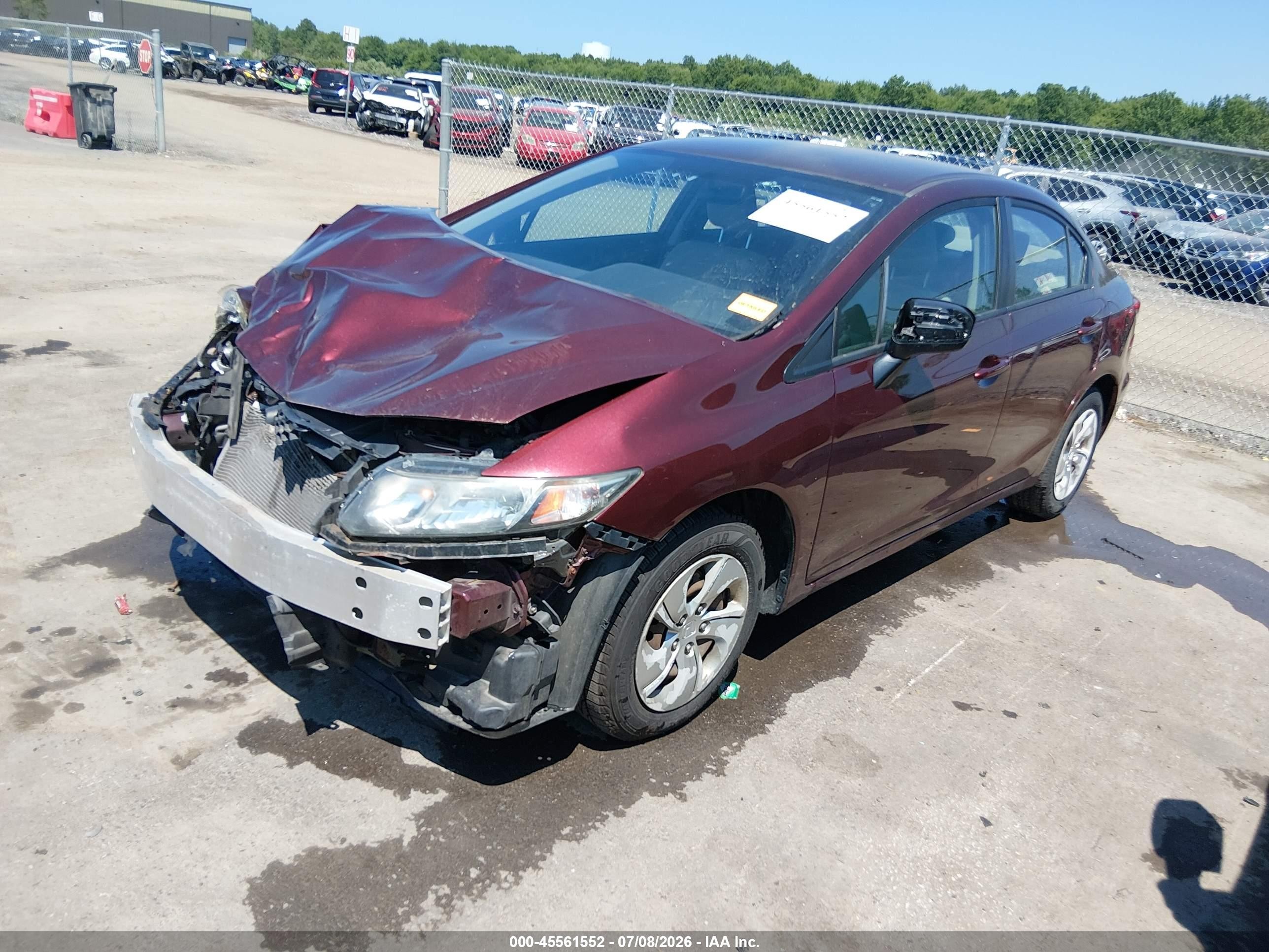 2015 Honda Civic Lx Burgundy vin: 19XFB2F59FE107888
