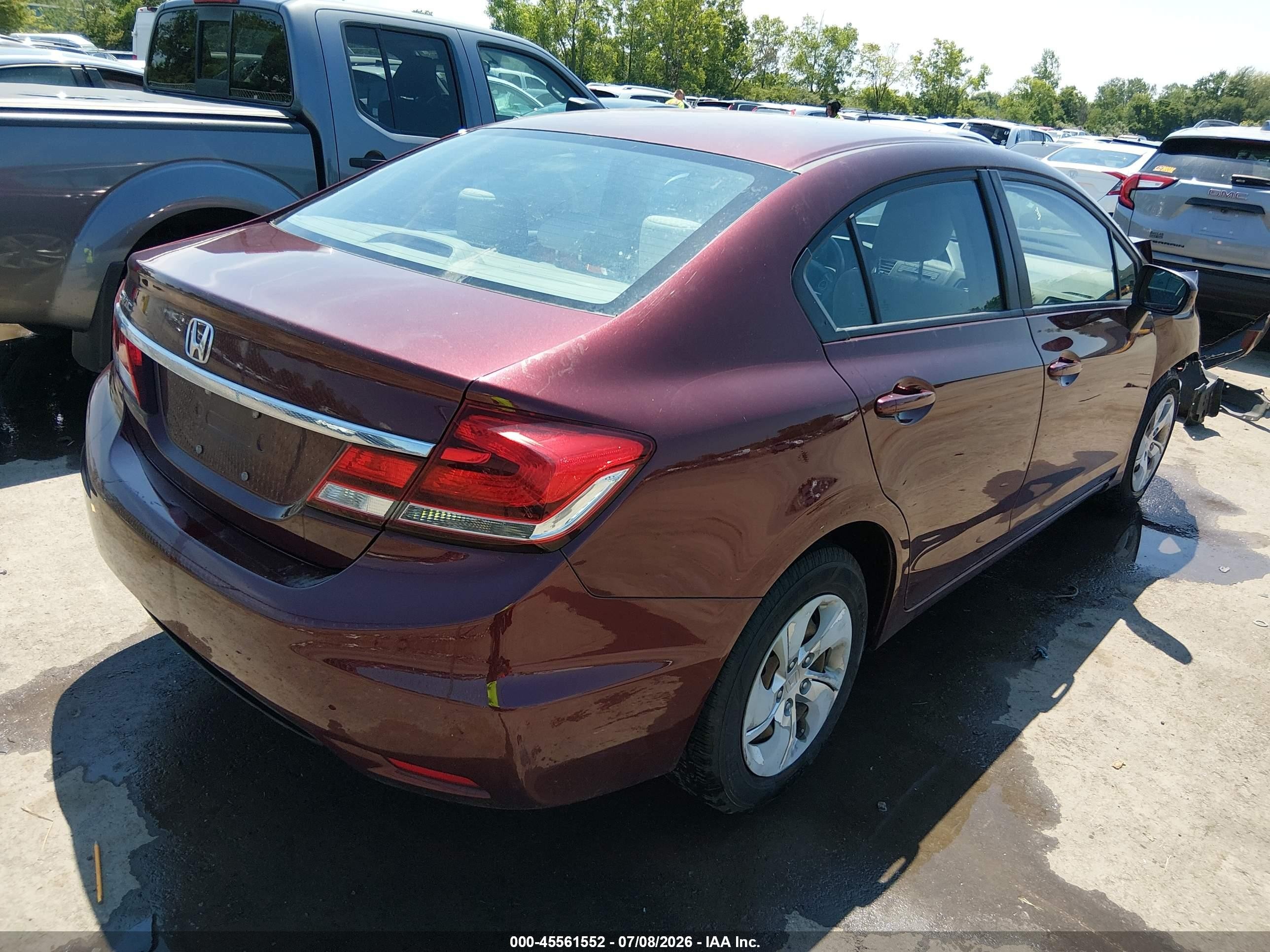 2015 Honda Civic Lx Burgundy vin: 19XFB2F59FE107888