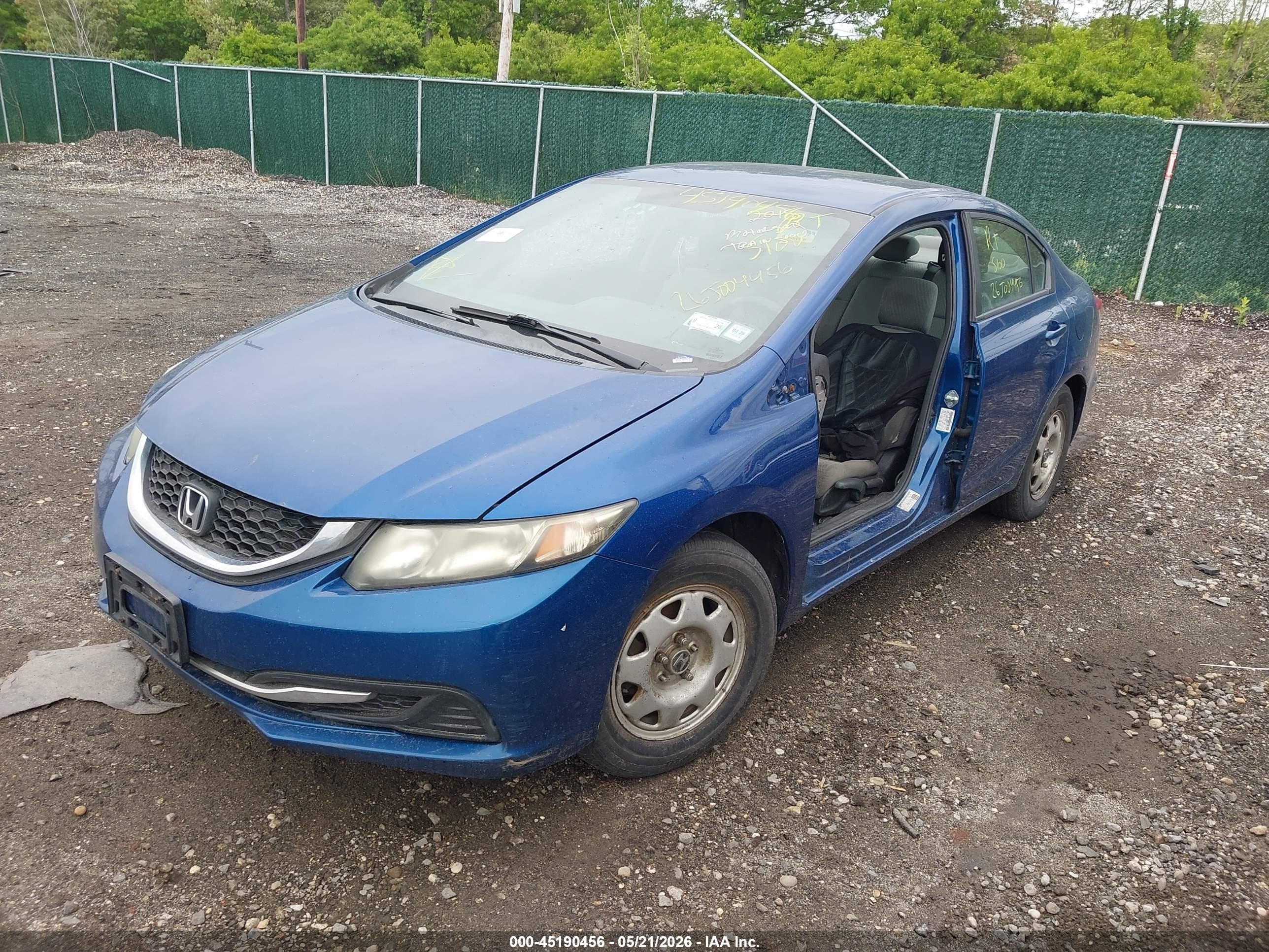2015 Honda Civic Lx Blue vin: 19XFB2F59FE252929